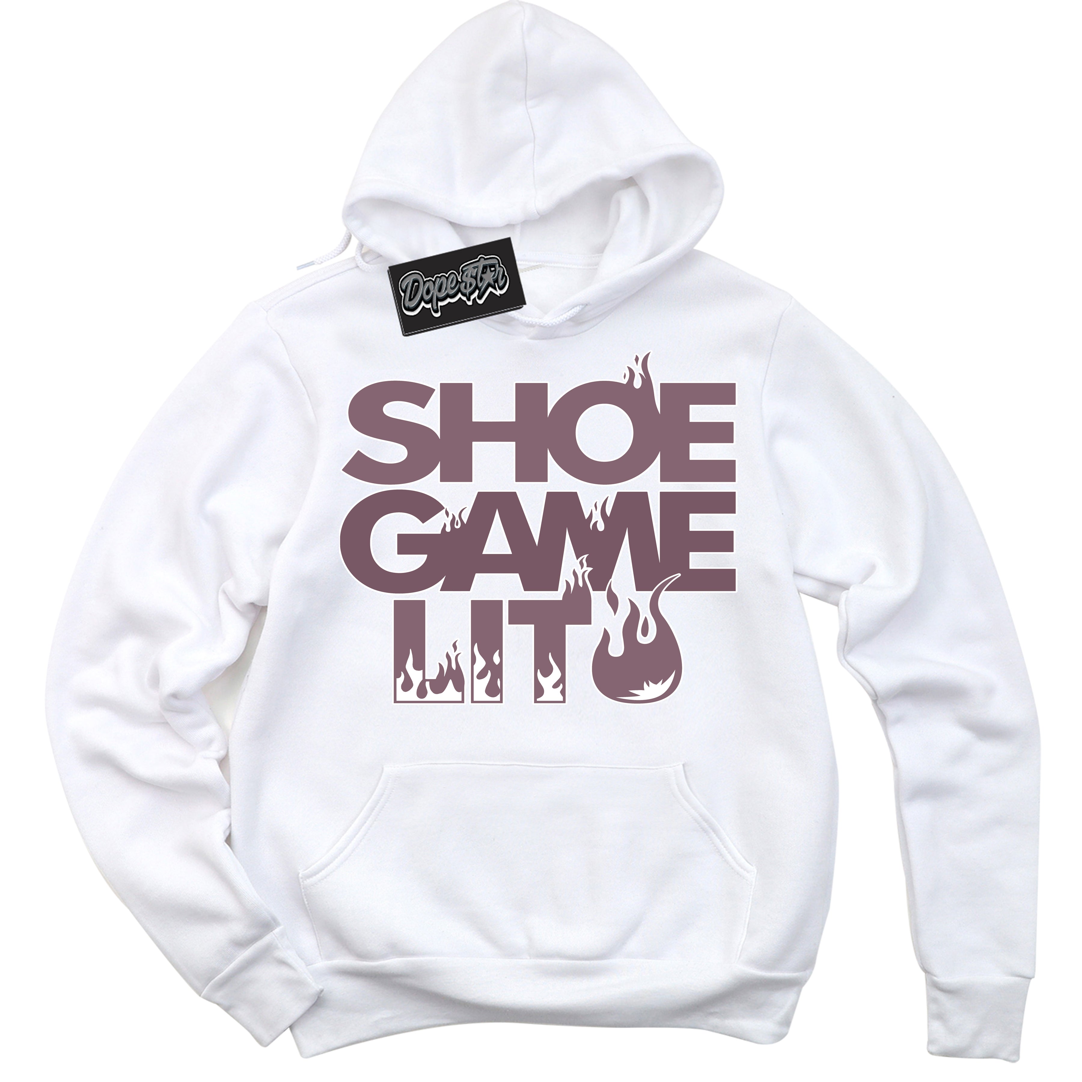 Cool White Hoodie with “ Shoe Game Lit '' design that Perfectly Matches  Mauve 1s Sneakers.