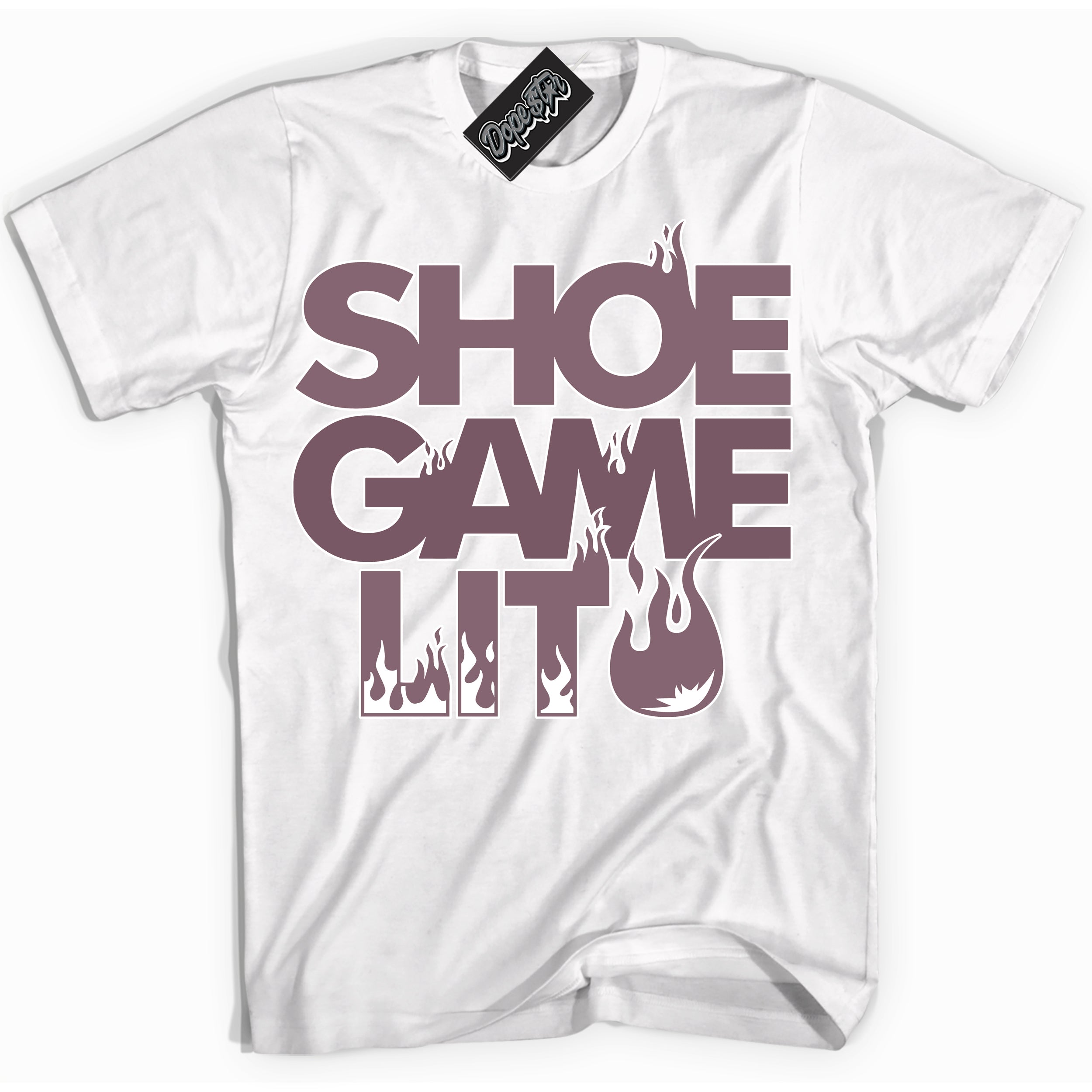 Cool White Shirt with “ Shoe Game Lit ” design that perfectly matches Mauve 1s Sneakers.