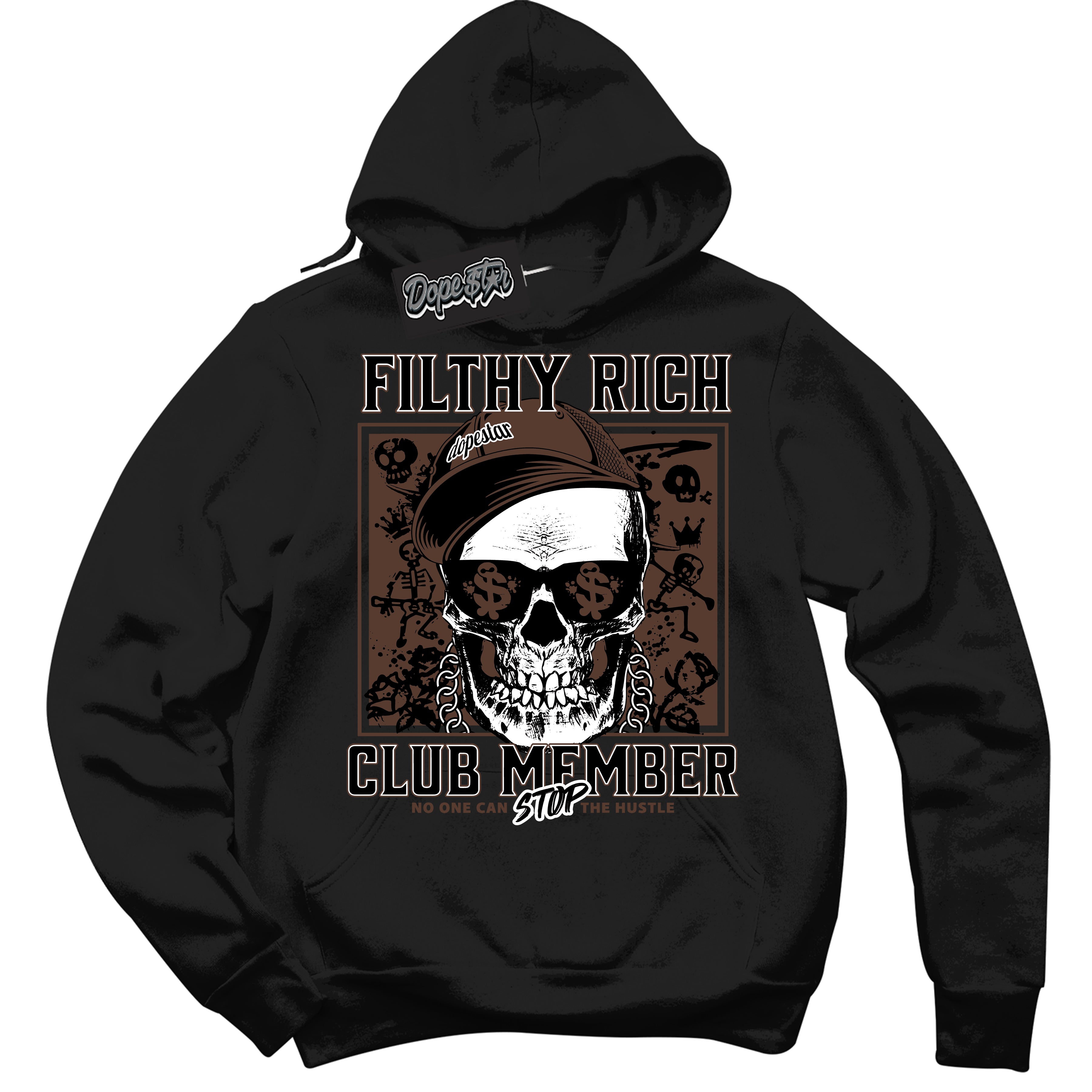 Cool Black Hoodie with “ Filthy Rich ”  design that Perfectly Matches Palomino 1s Sneakers.