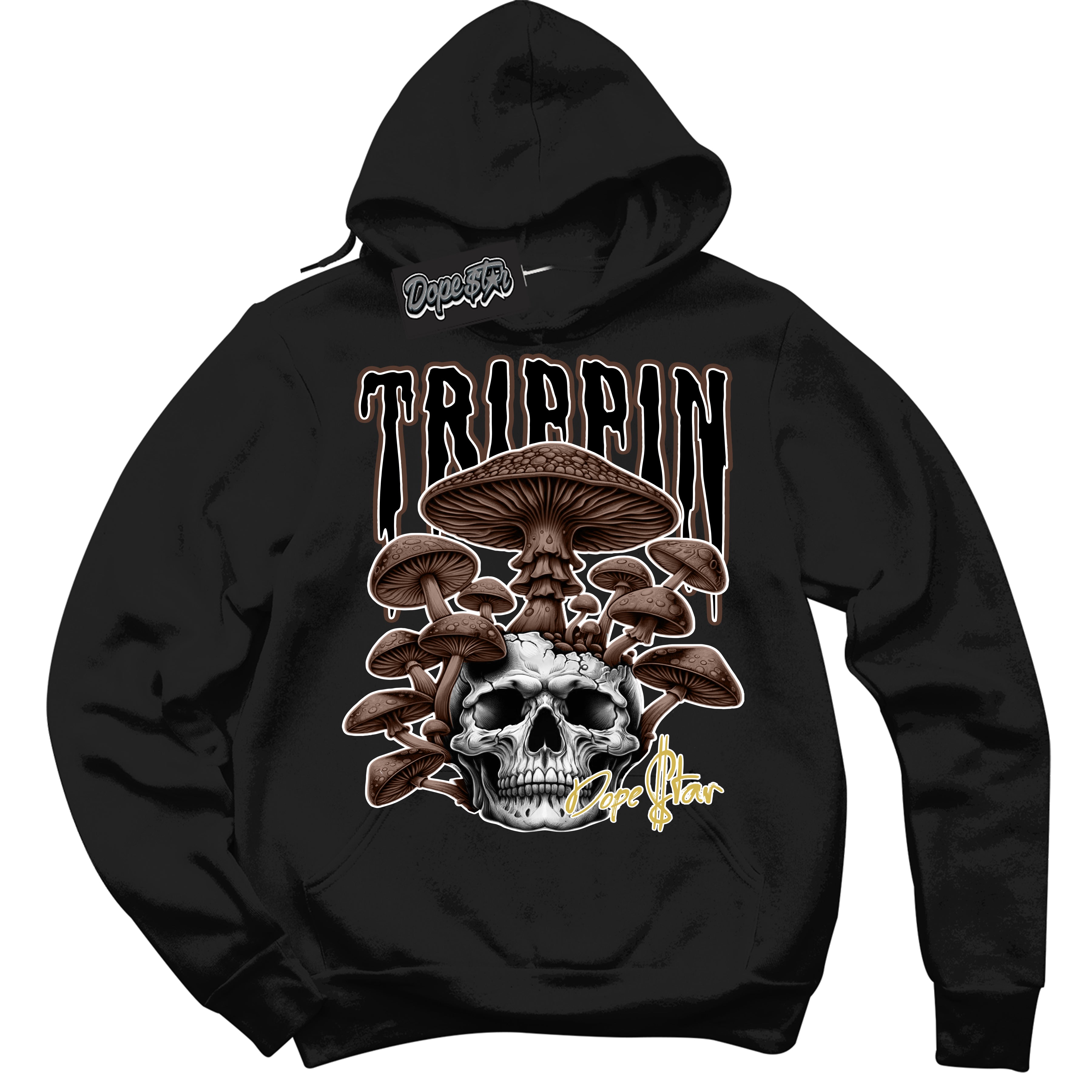 Cool Black Hoodie with “Trippin” design that Perfectly Matches Palomino 1s Sneakers.