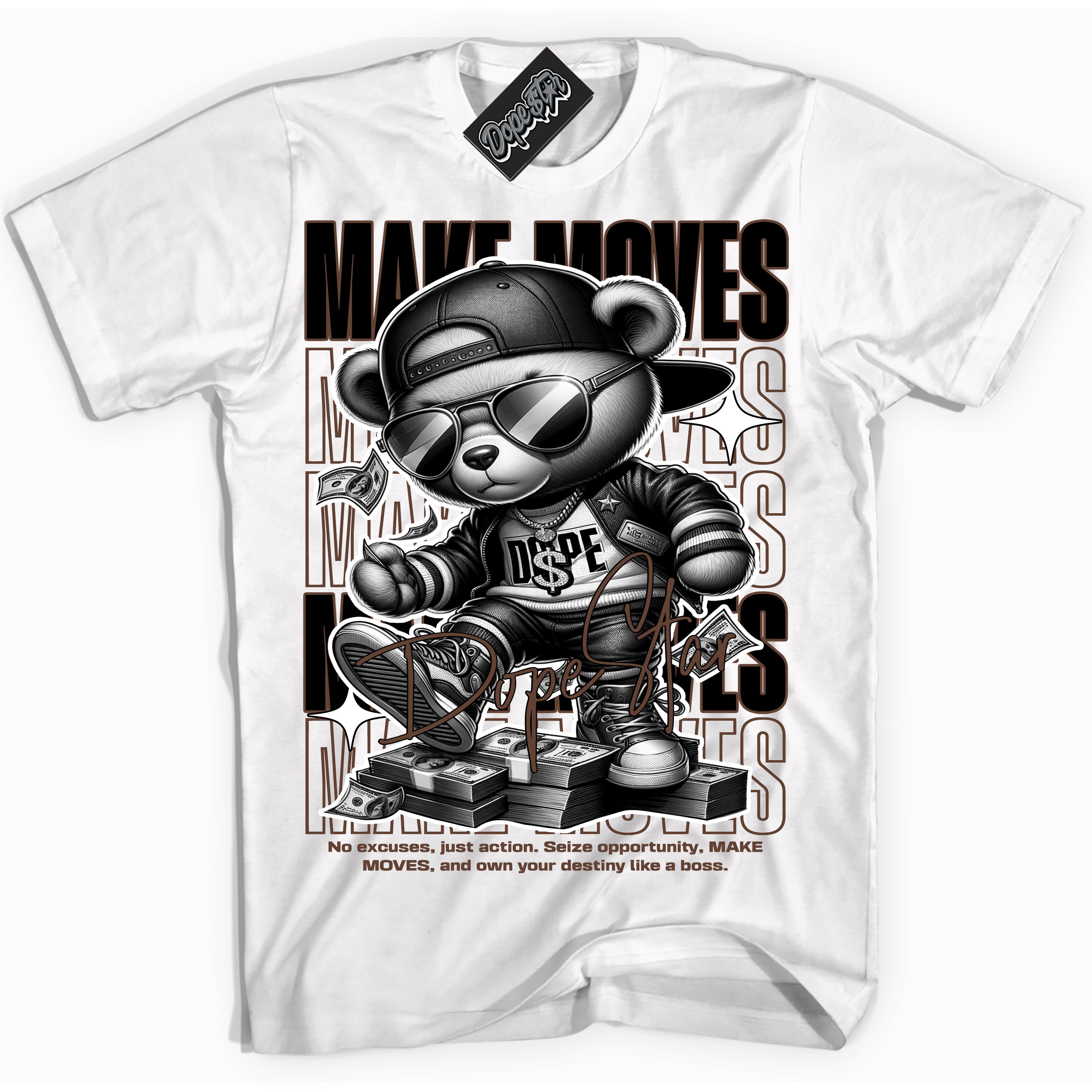 Cool White Shirt with “ Makin Moves” design that perfectly matches Palomino 1s Sneakers.