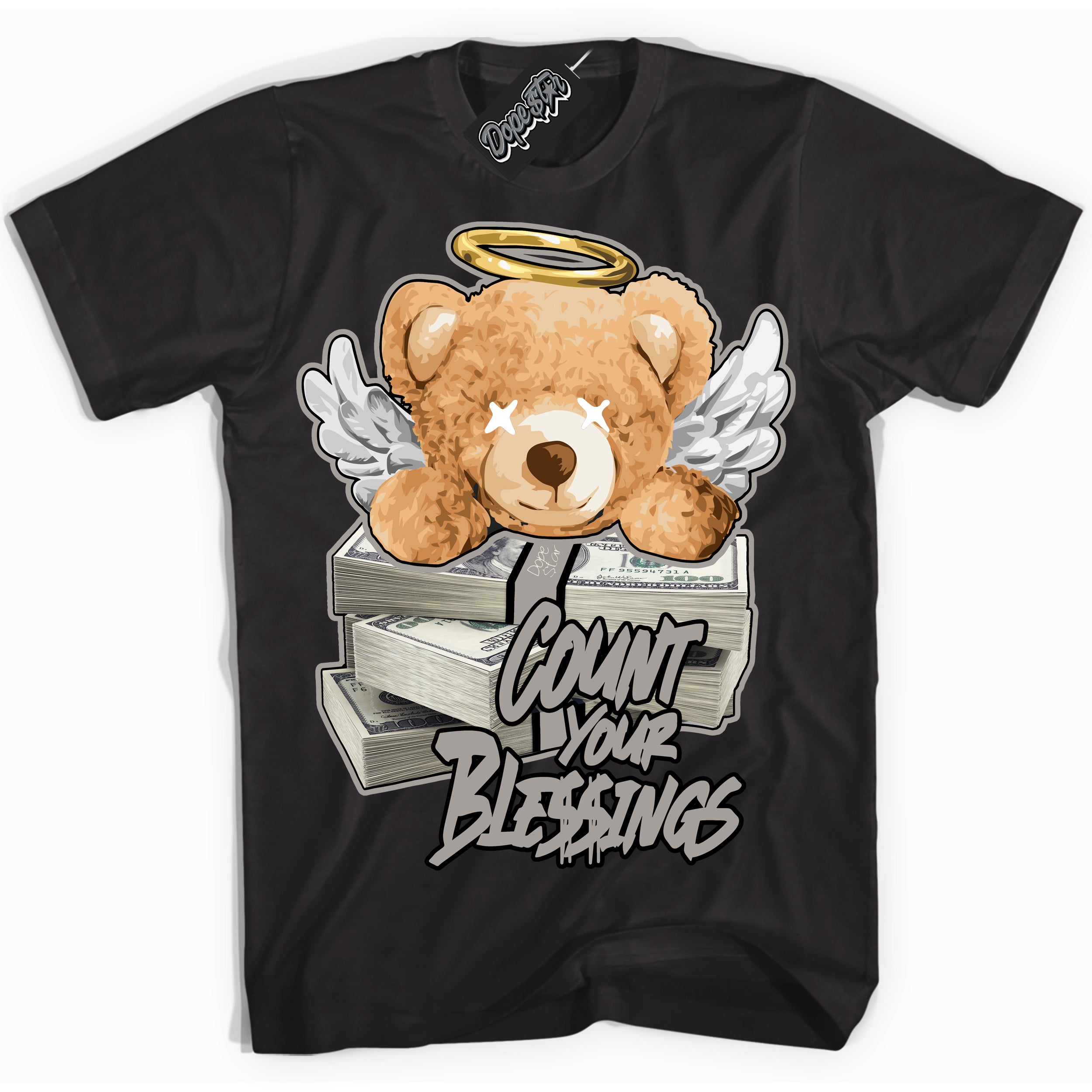 Cool Black Shirt with “Count Your Blessings” design that perfectly matches the Satin Shadow 1s Jordans.