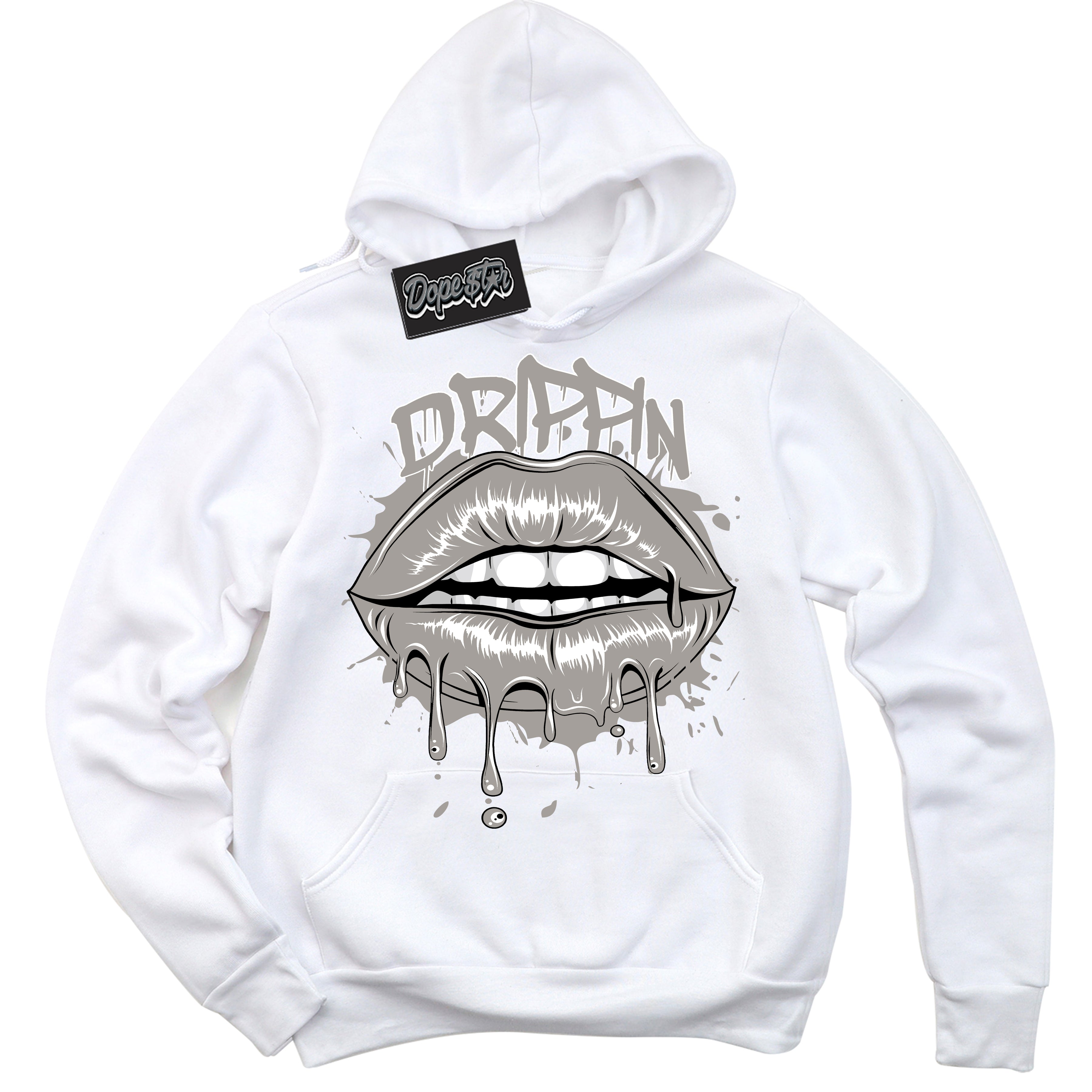 Cool White Hoodie with “Drippin” design that Perfectly Matches Satin Shadow 1s Jordans.