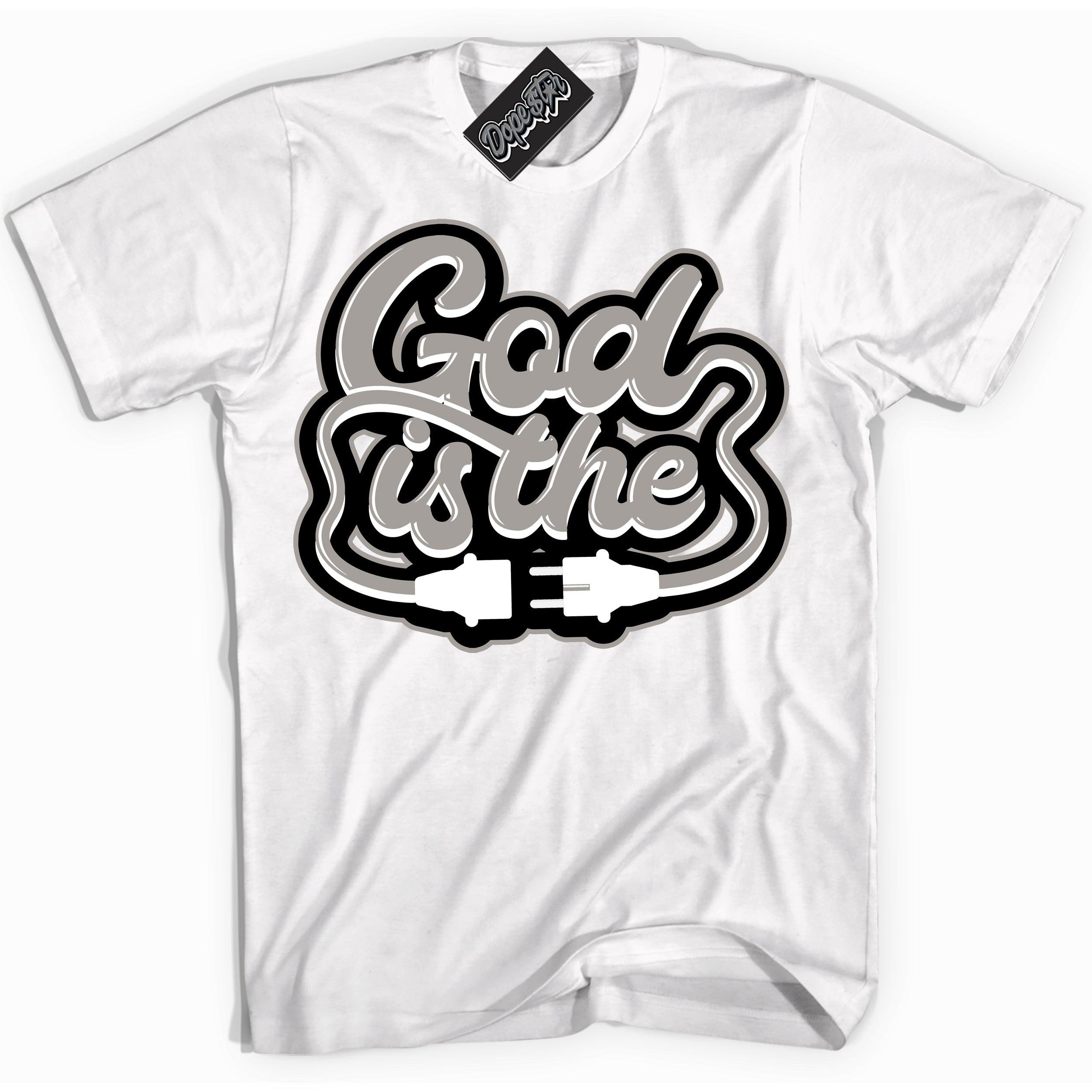 Cool White Shirt with “God Is The” design that perfectly matches the Satin Shadow 1s Jordans.