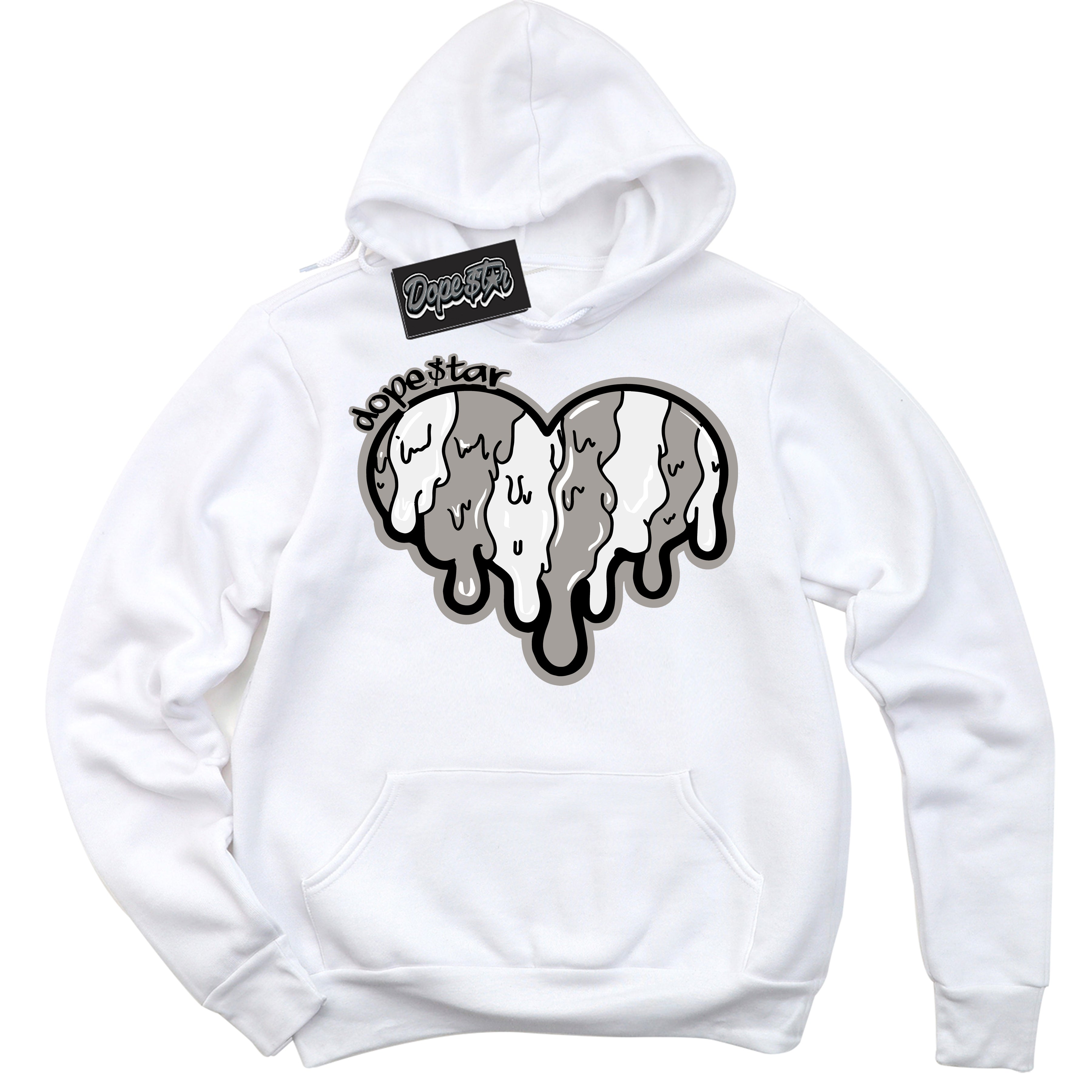 Cool White Hoodie with “Melting Heart” design that Perfectly Matches Satin Shadow 1s Jordans.