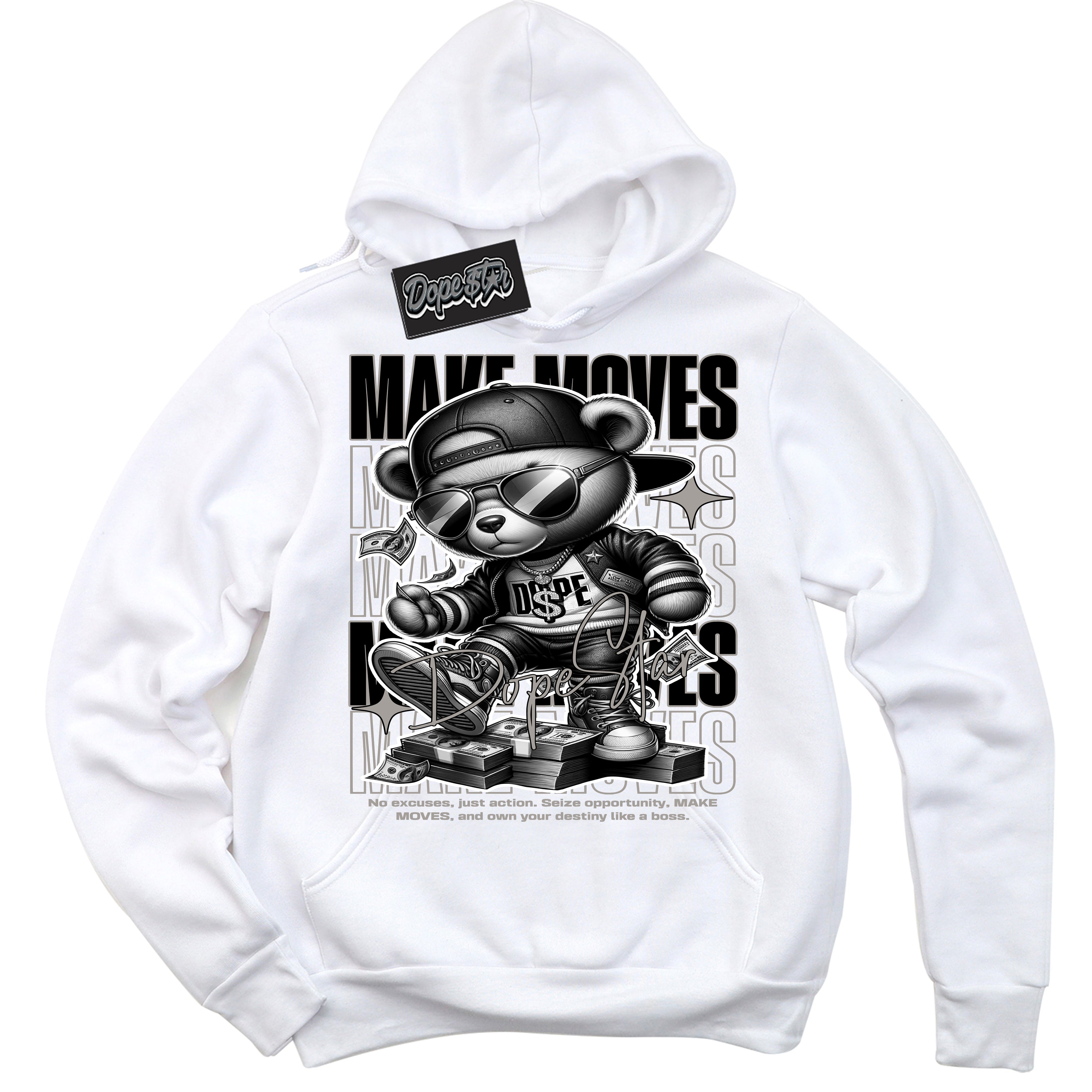 Cool White Hoodie with “Make Moves” design that Perfectly Matches Satin Shadow 1s Jordans.