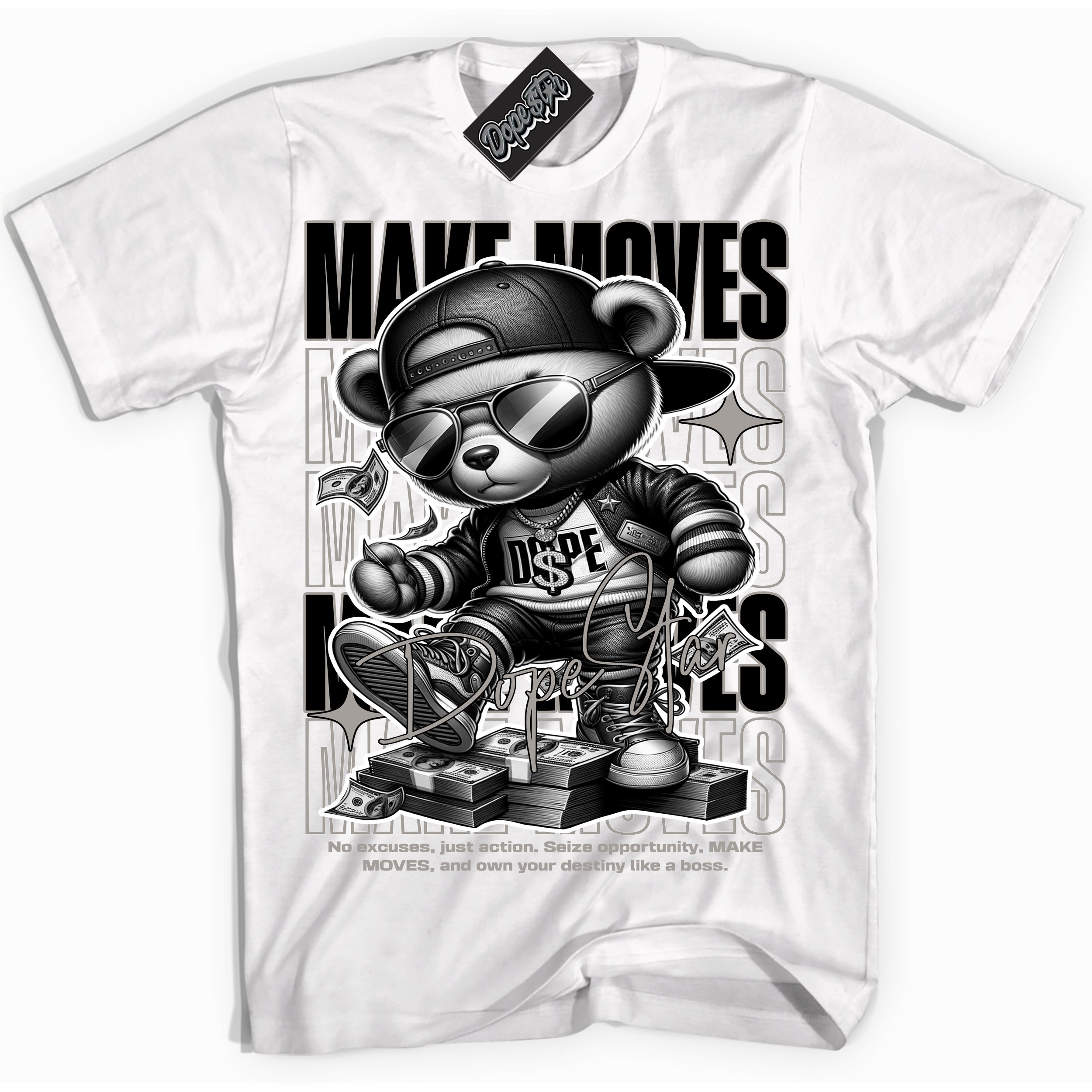 Cool White Shirt with “Make Moves” design that perfectly matches the Satin Shadow 1s Jordans.