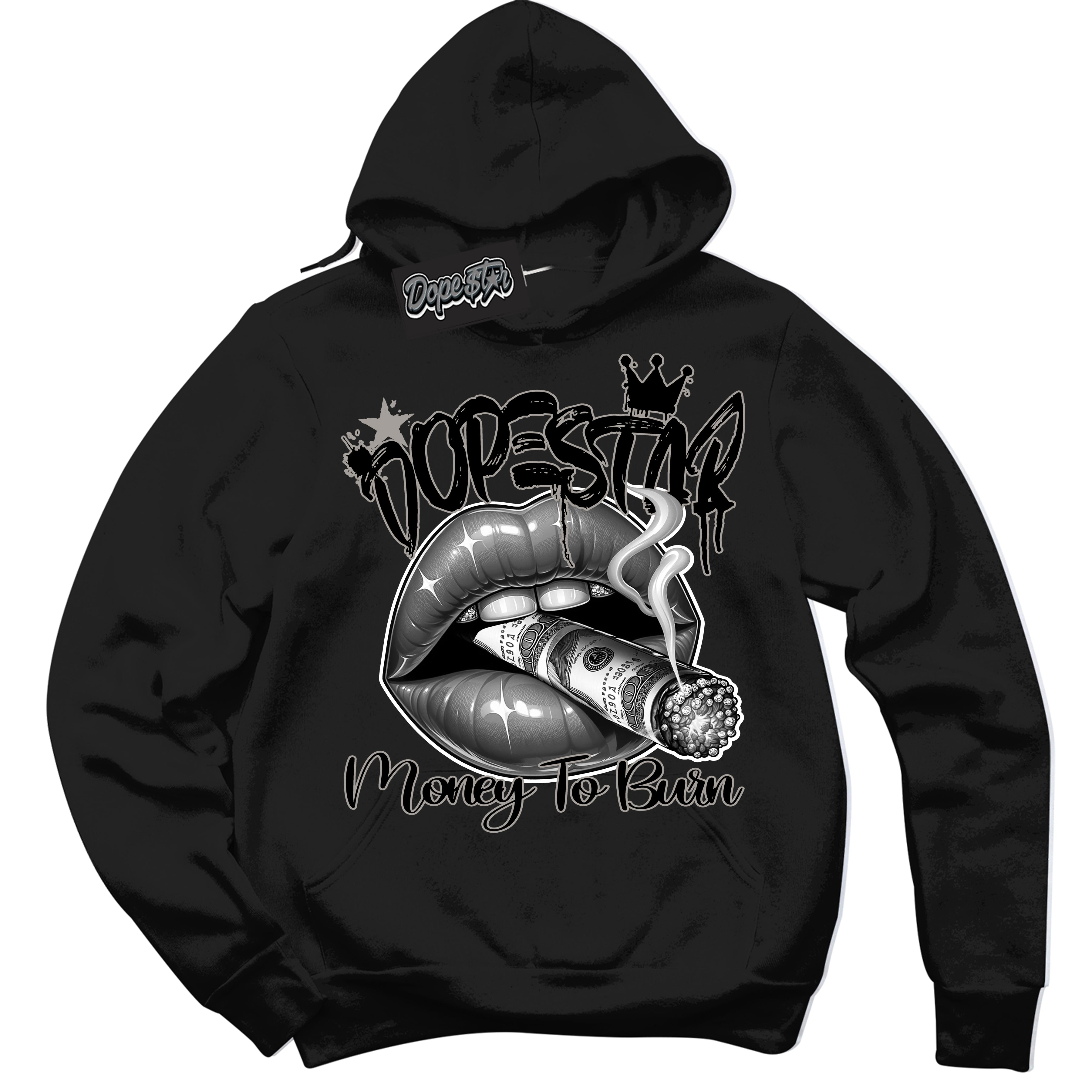 Cool Black Hoodie with “Money To Burn” design that Perfectly Matches Satin Shadow 1s Jordans.