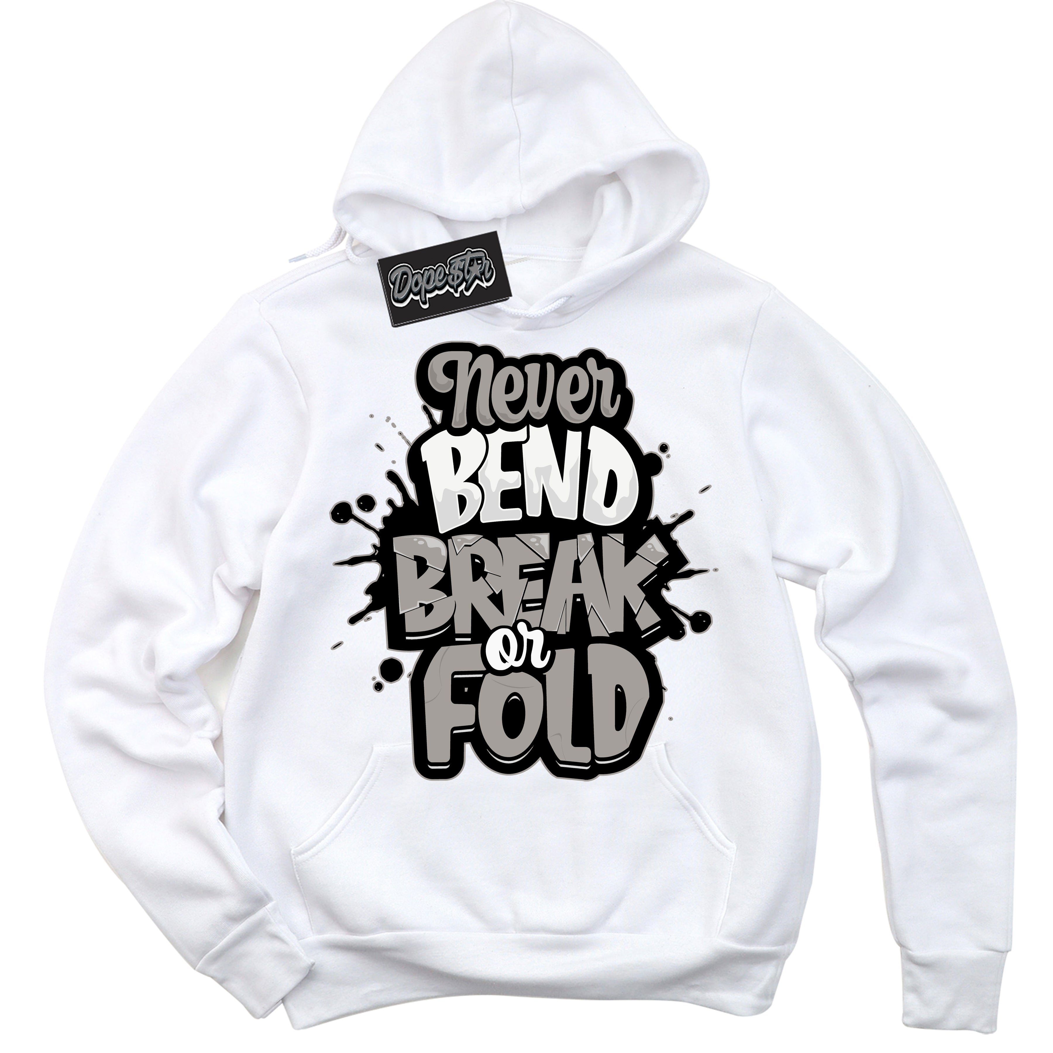 Cool White Hoodie with “Never Bend Break Or Fold” design that Perfectly Matches Satin Shadow 1s Jordans.