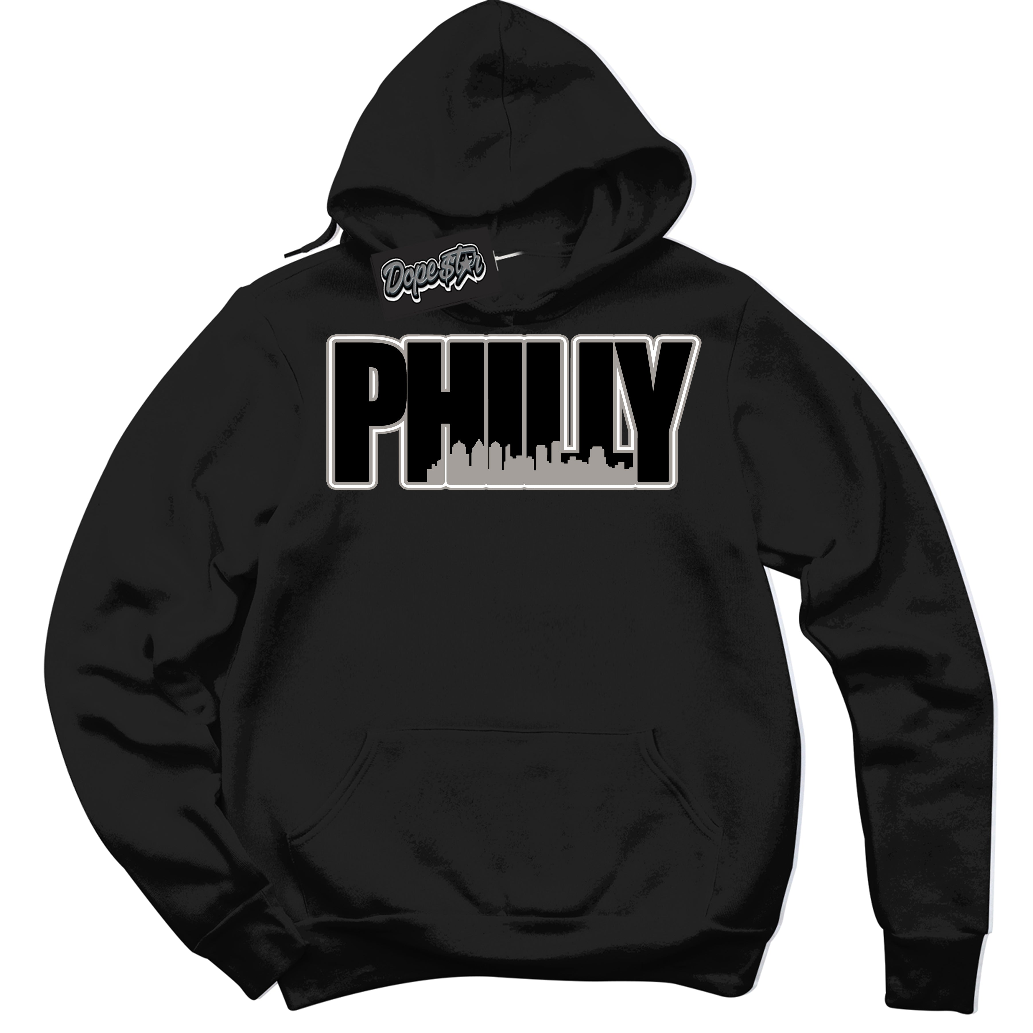 Cool Black Hoodie with “Philly” design that Perfectly Matches Satin Shadow 1s Jordans.