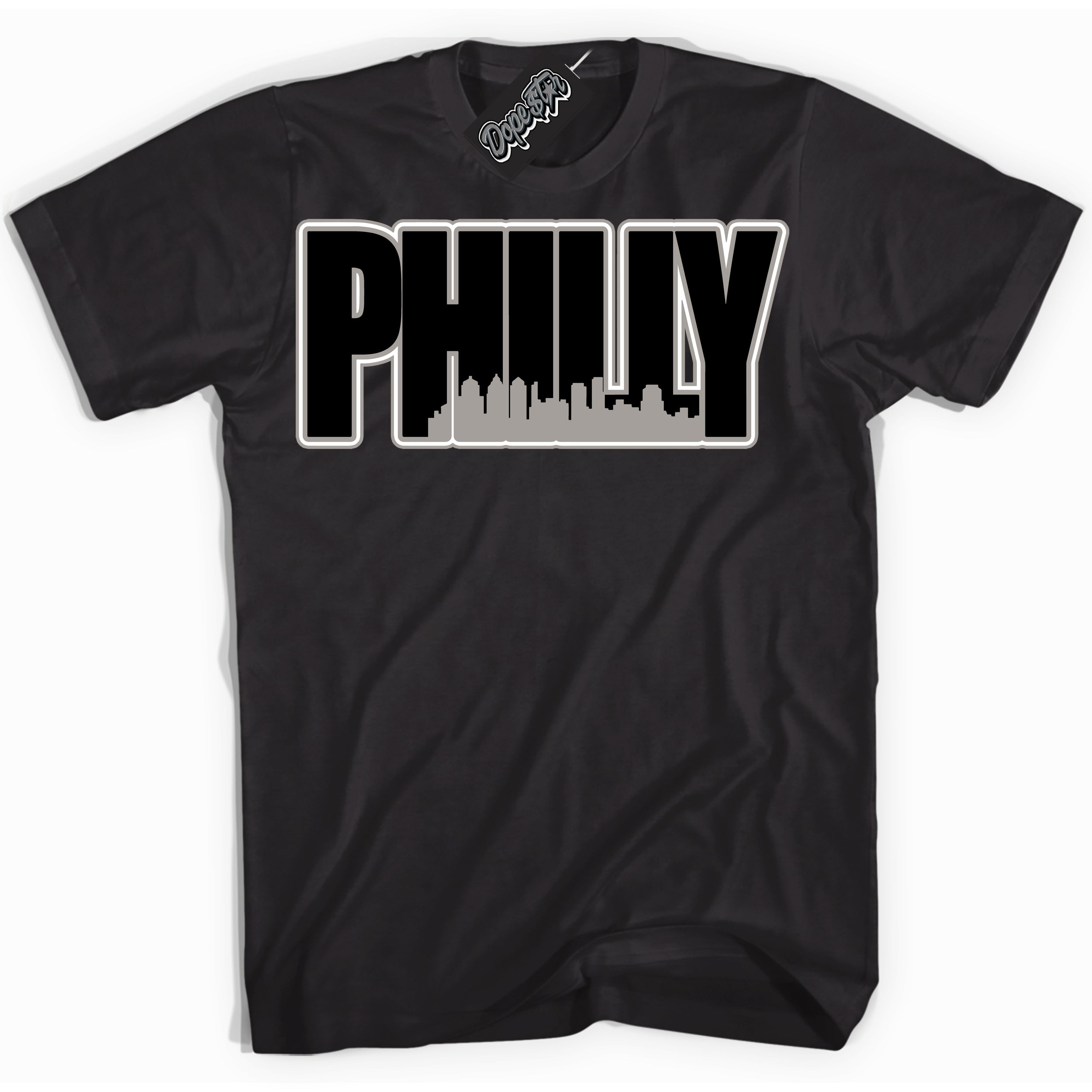 Cool Black Shirt with “Philly” design that perfectly matches the Satin Shadow 1s Jordans.