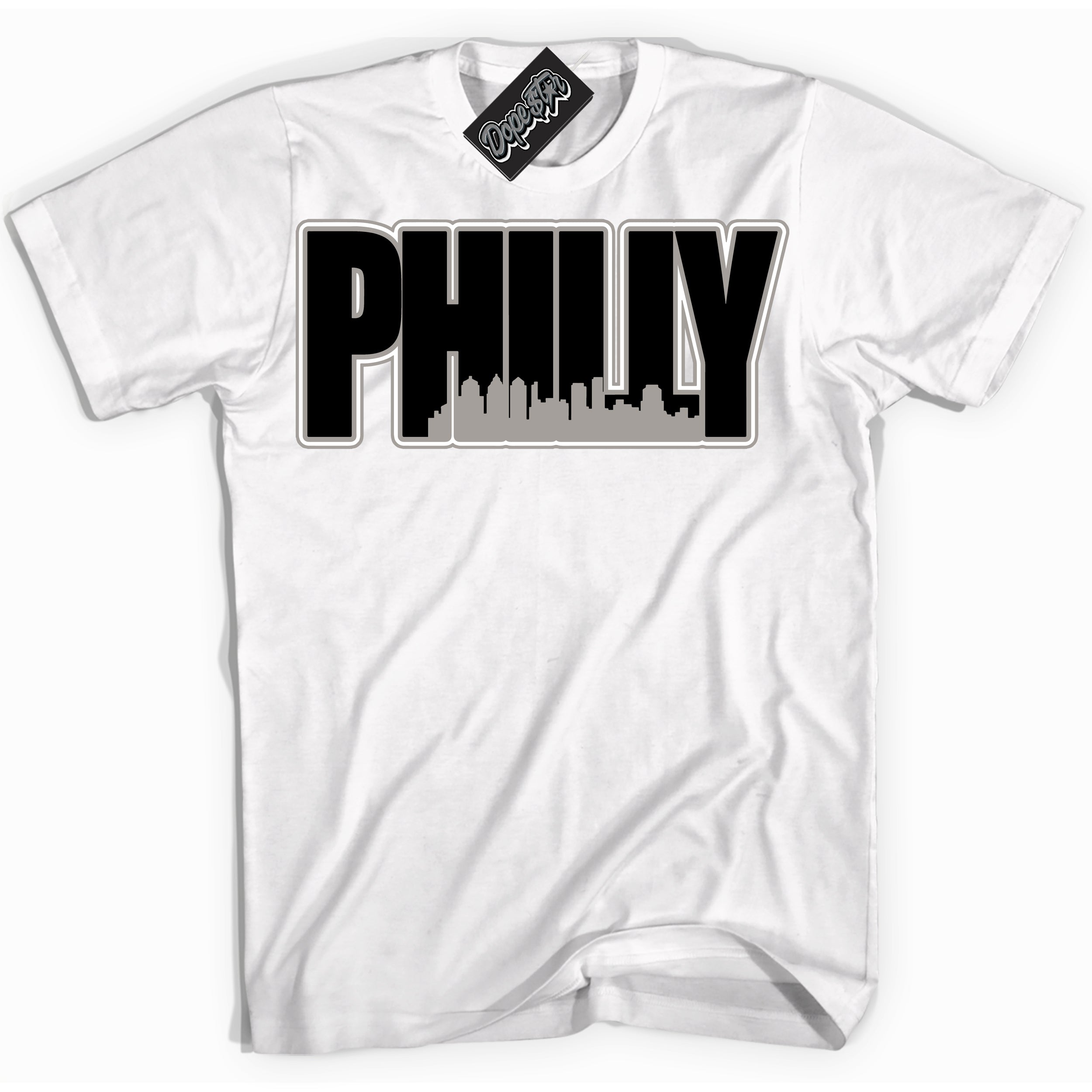 Cool White Shirt with “Philly” design that perfectly matches the Satin Shadow 1s Jordans.