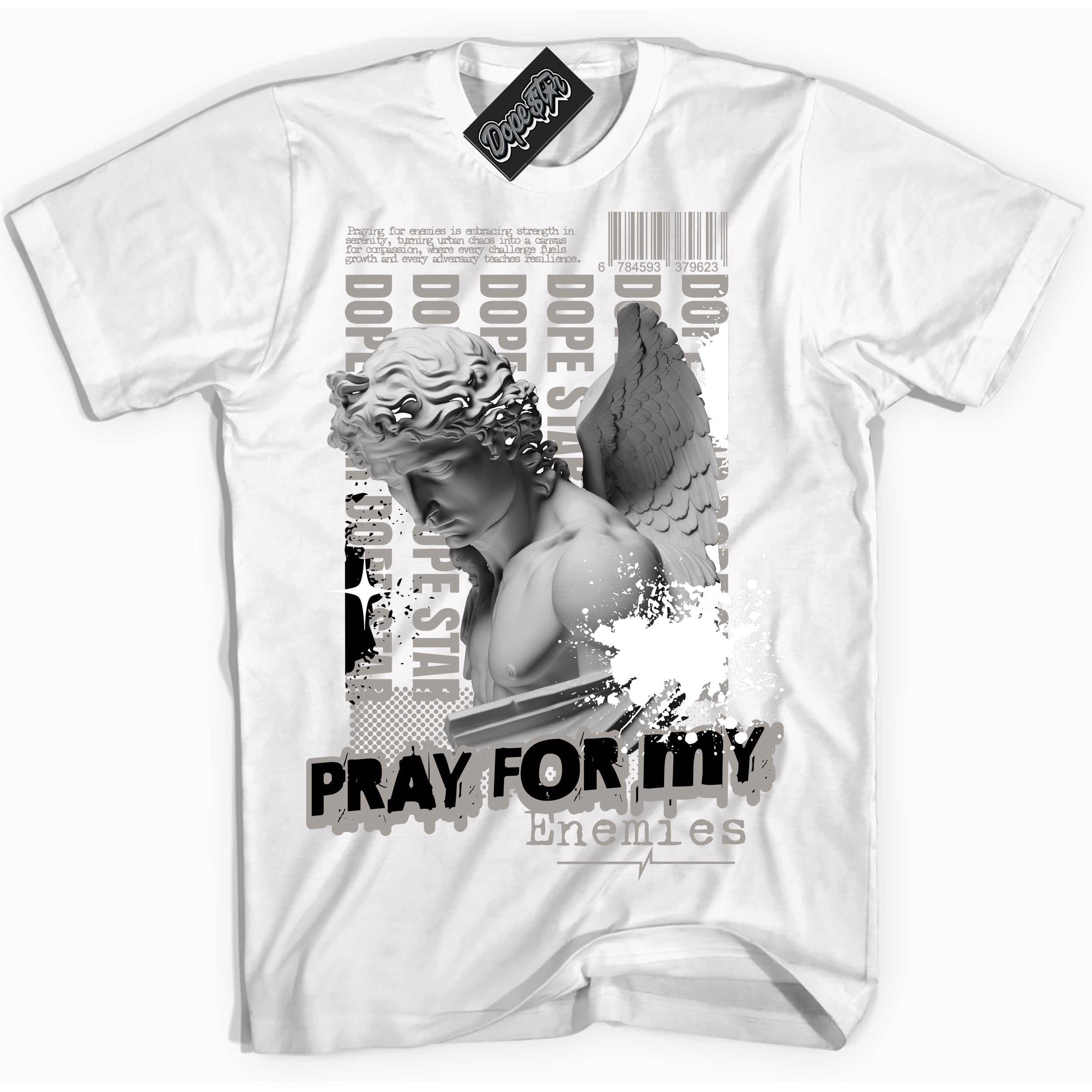 Cool White Shirt with “Pray Enemies” design that perfectly matches the Satin Shadow 1s Jordans.