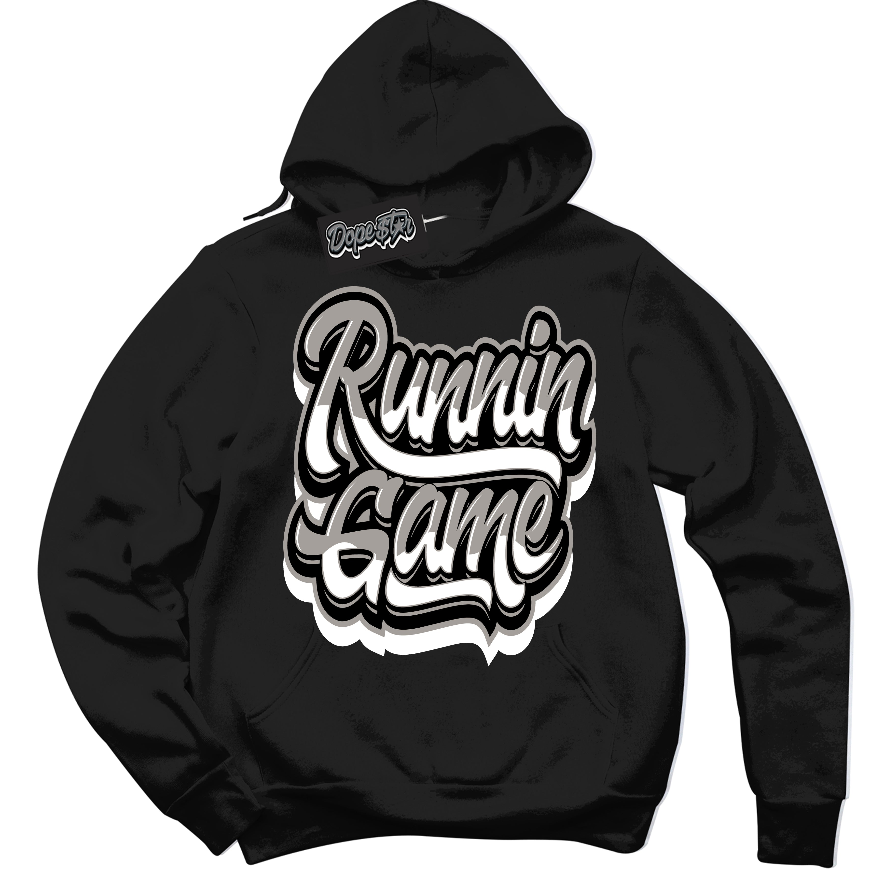 Cool Black Hoodie with “Running Game” design that Perfectly Matches Satin Shadow 1s Jordans.