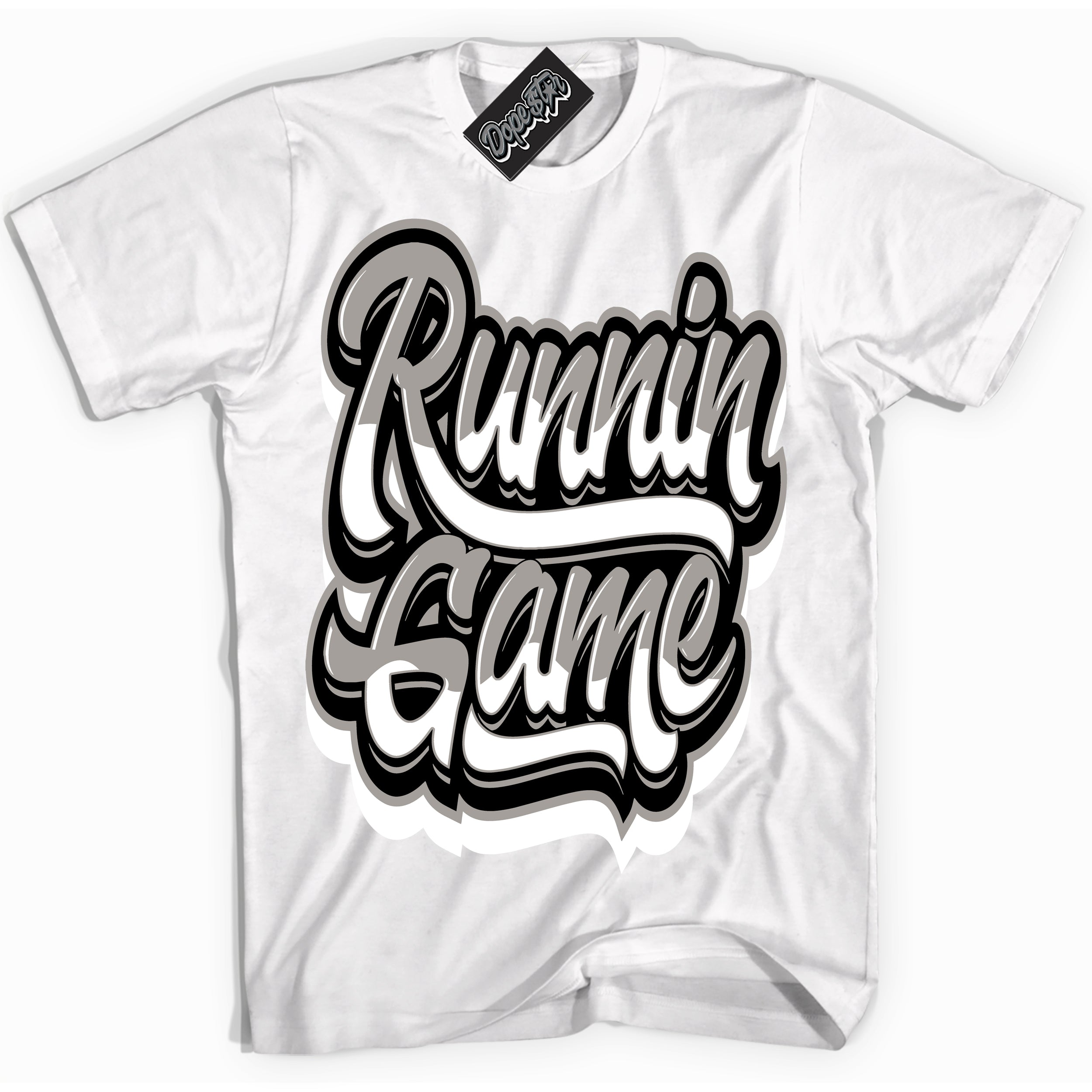 Cool White Shirt with “Running Game” design that perfectly matches the Satin Shadow 1s Jordans.