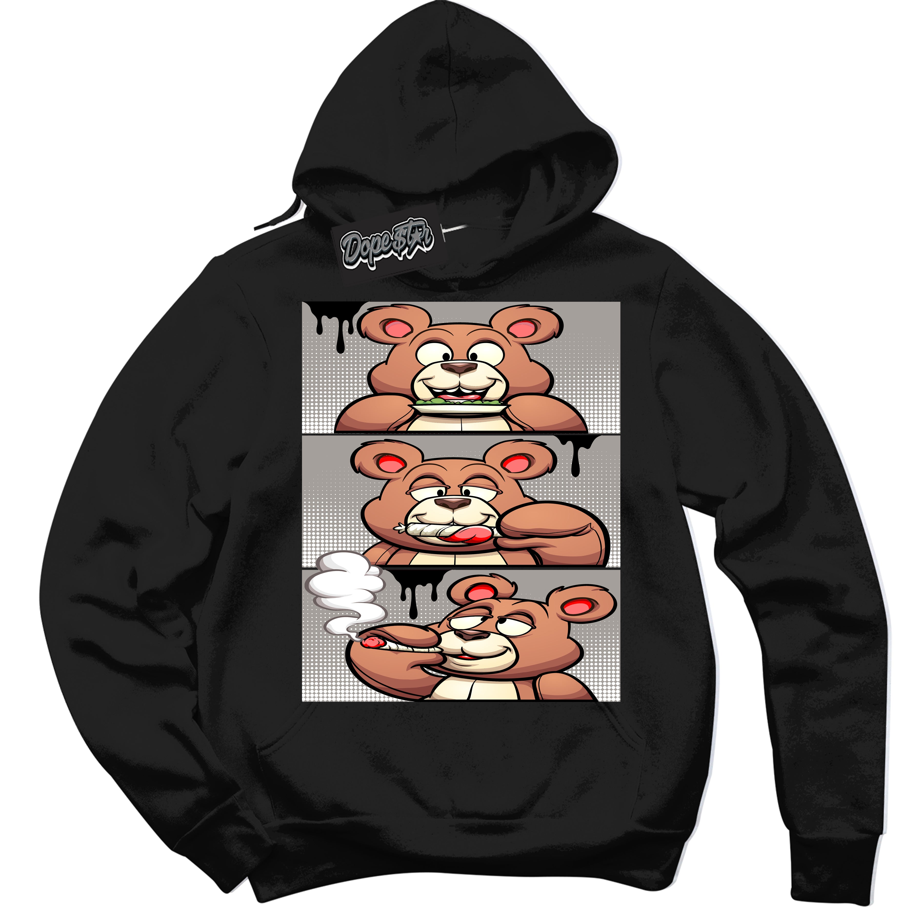 Cool Black Hoodie with “Roll It Lick It Smoke It Bear” design that Perfectly Matches Satin Shadow 1s Jordans.