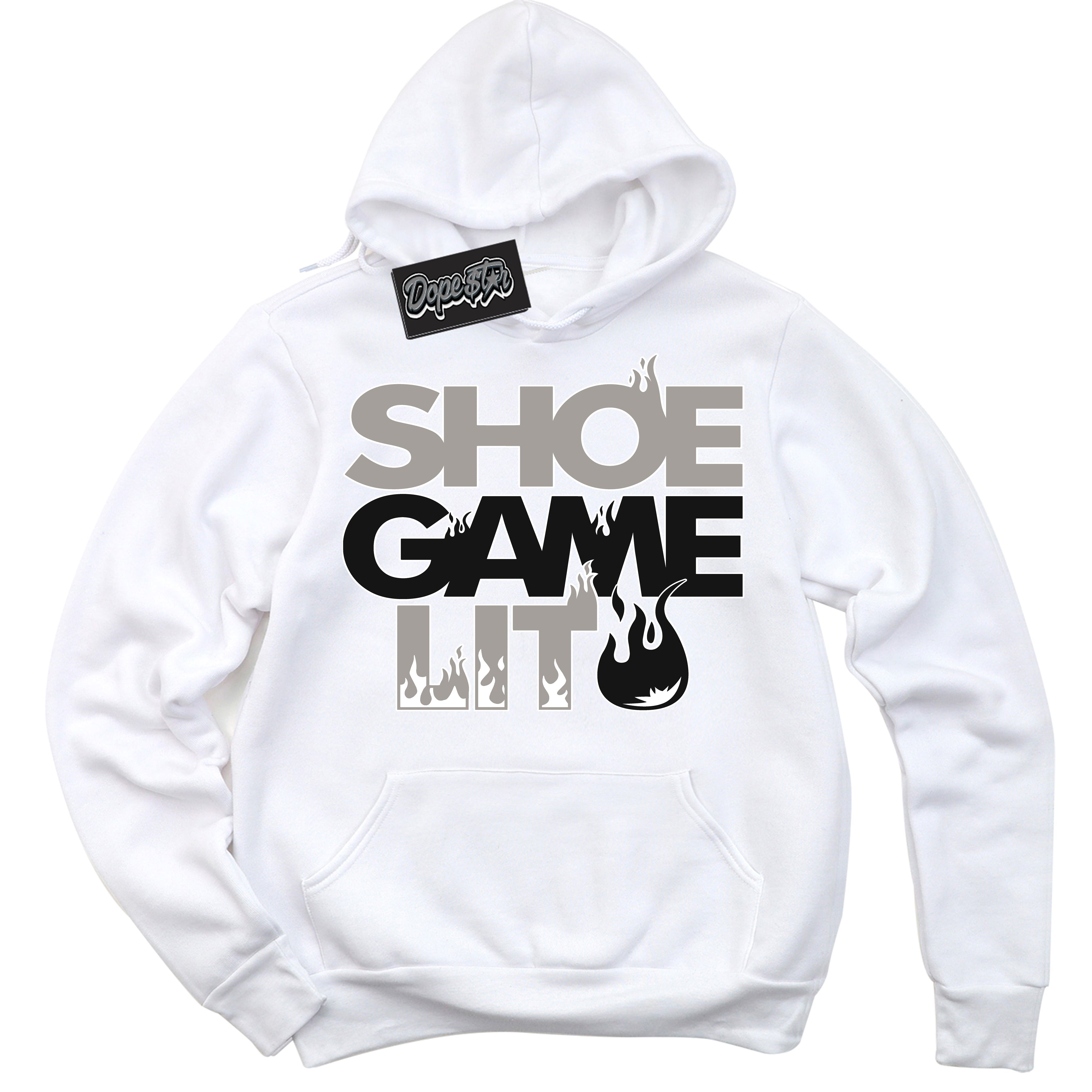 Cool White Hoodie with “Shoe Game Lit” design that Perfectly Matches Satin Shadow 1s Jordans.