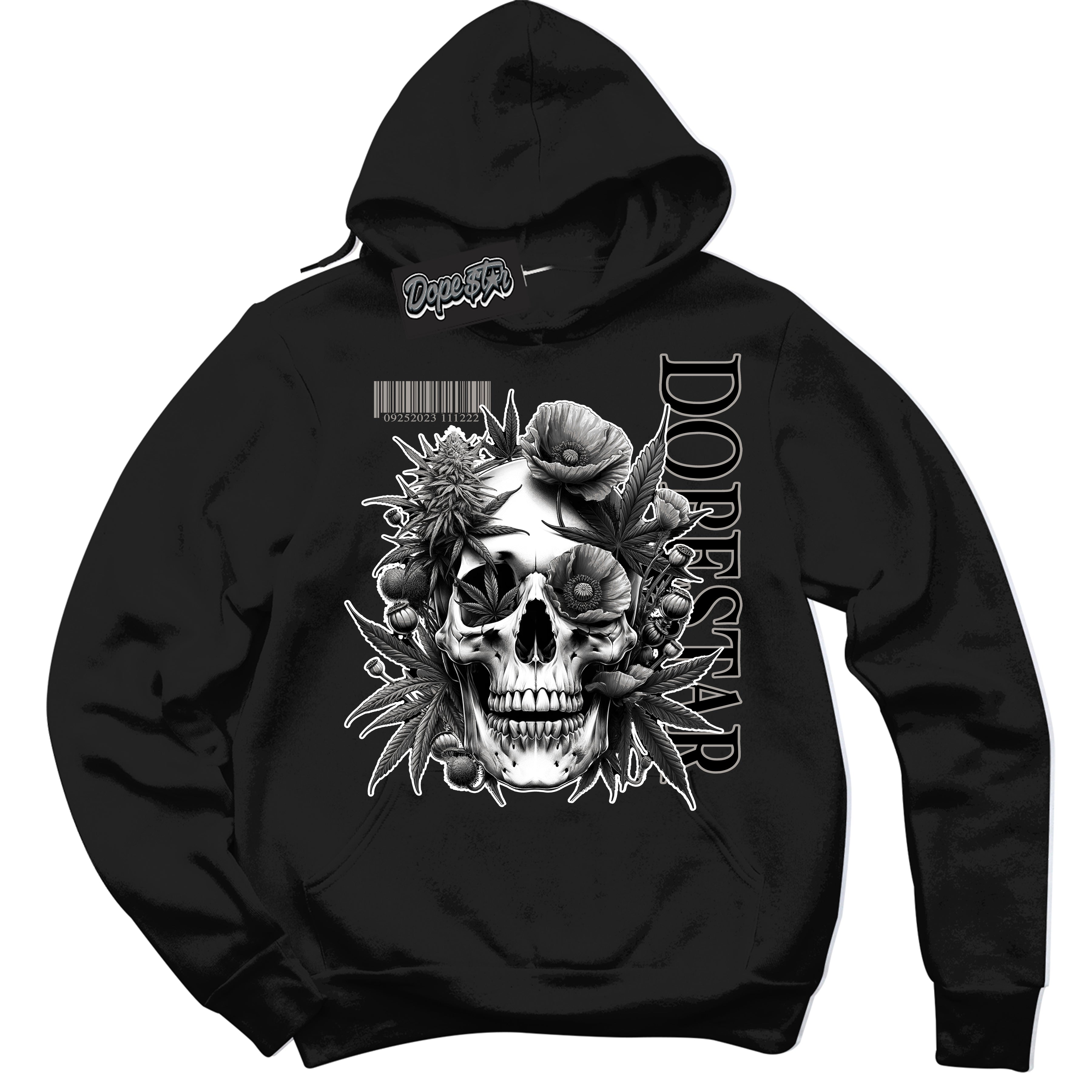 Cool Black Hoodie with “Skull Poppies” design that Perfectly Matches Satin Shadow 1s Jordans.