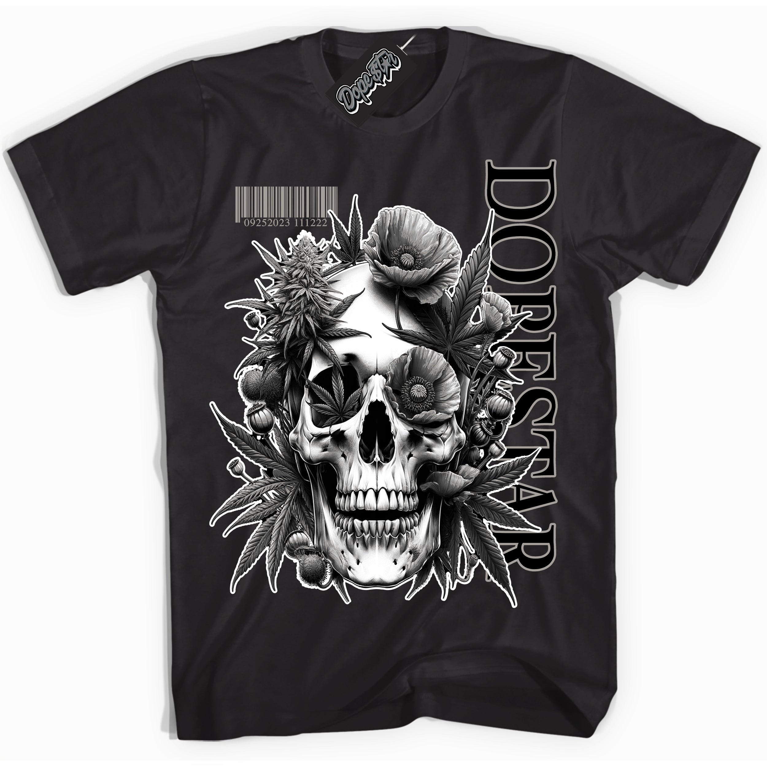 Cool Black Shirt with “Skull Poppies” design that perfectly matches the Satin Shadow 1s Jordans.