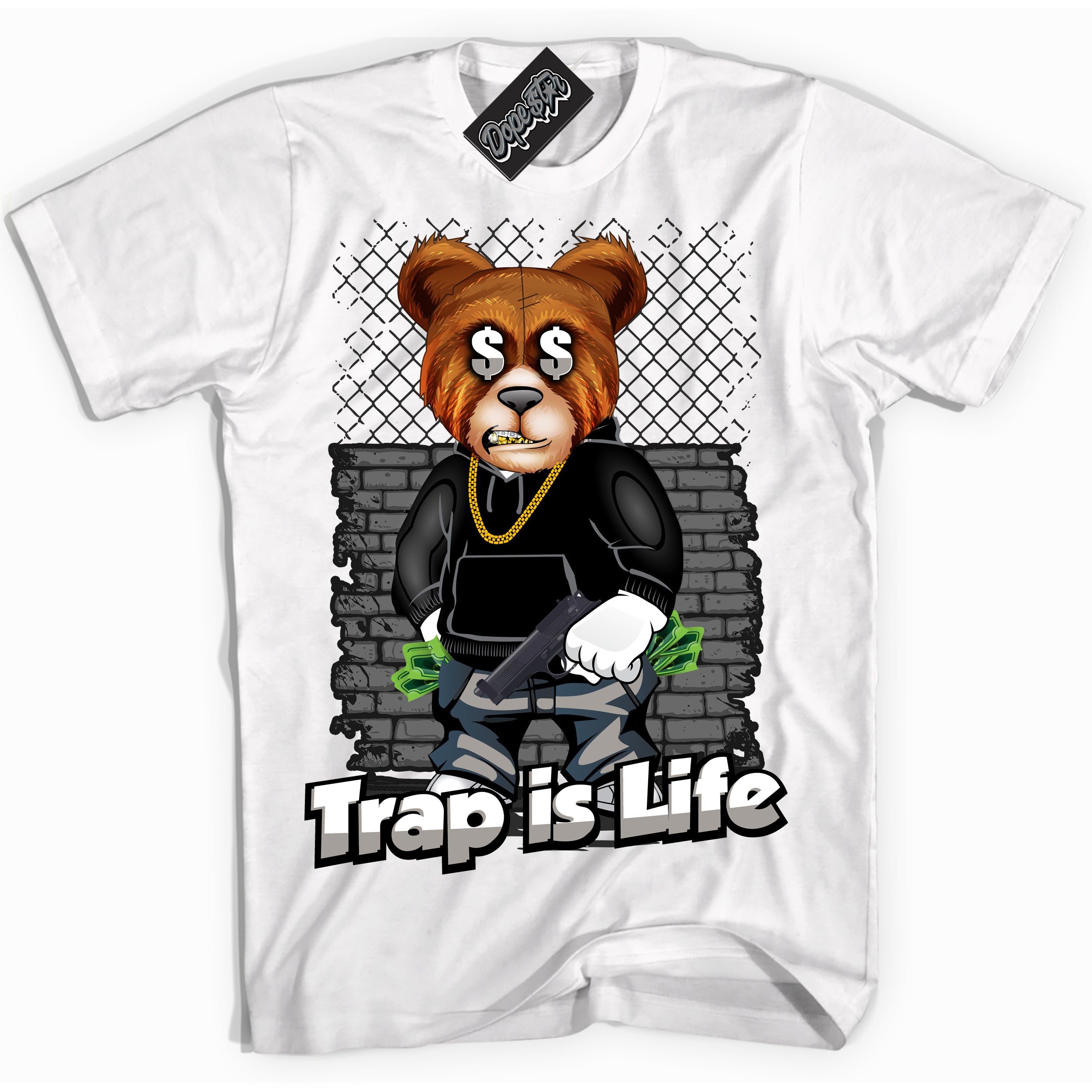 Cool White Shirt with “Trap Is Life” design that perfectly matches the Satin Shadow 1s Jordans.