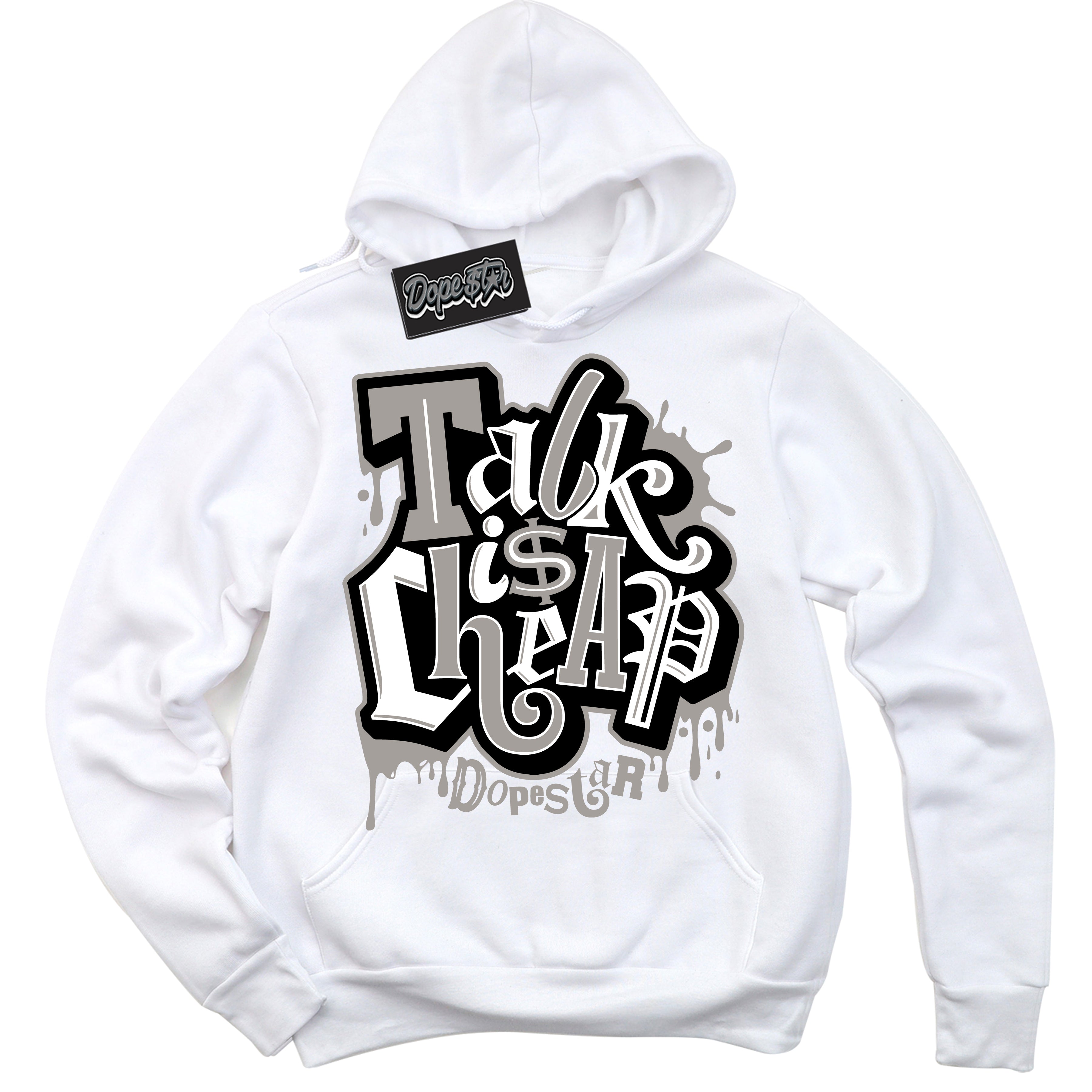 Cool White Hoodie with “Talk Is Cheap” design that Perfectly Matches Satin Shadow 1s Jordans.