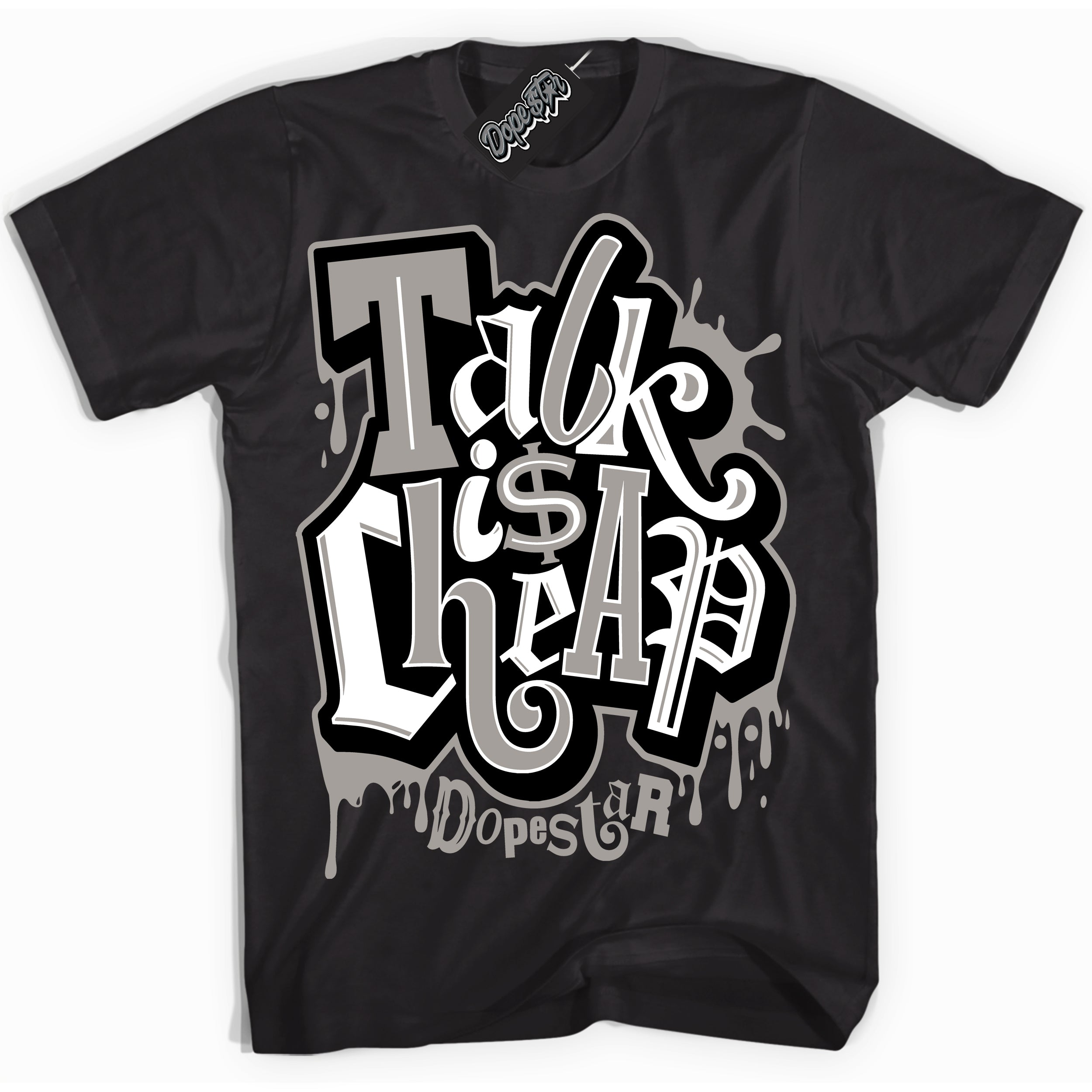 Cool Black Shirt with “Talk Is Cheap” design that perfectly matches the Satin Shadow 1s Jordans.