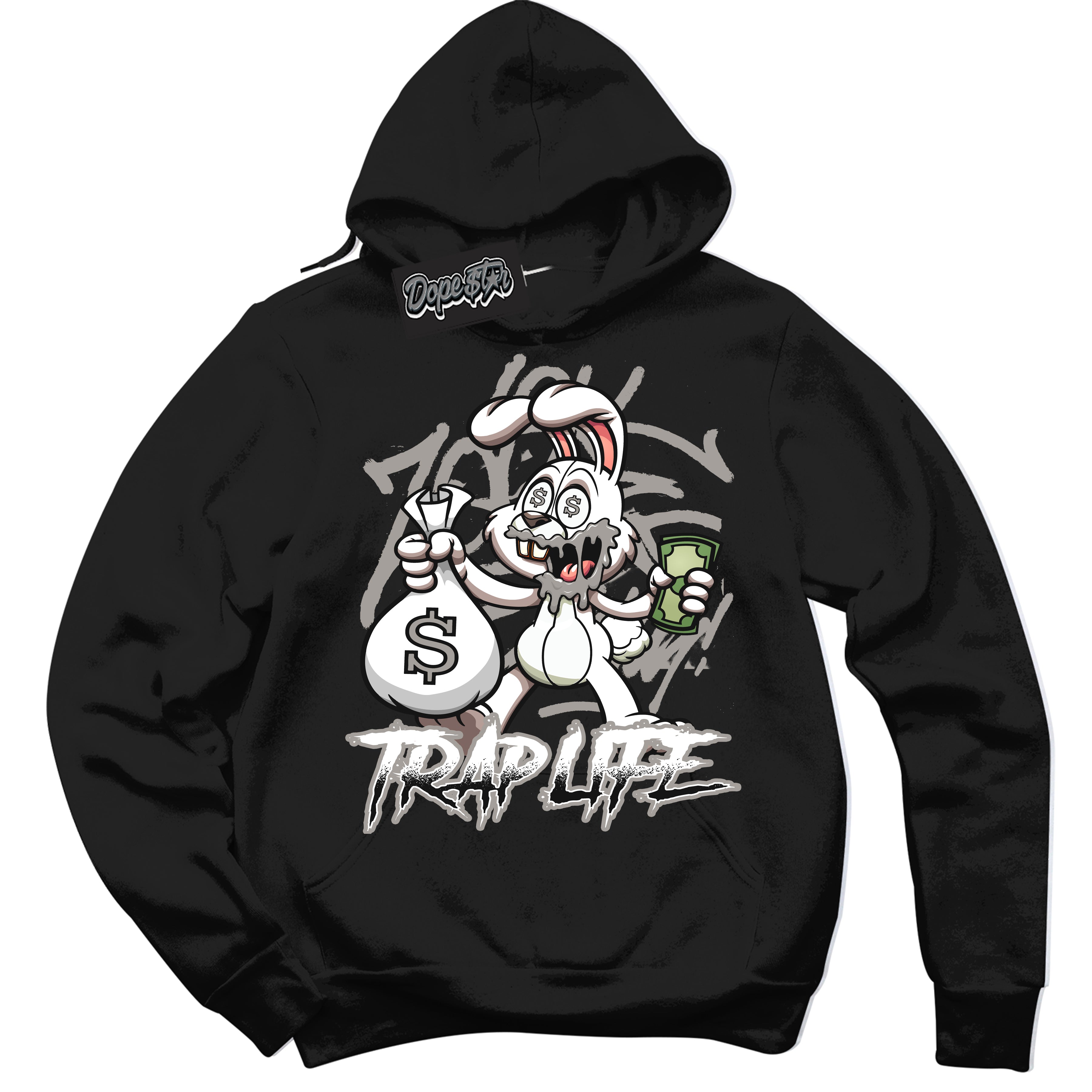 Cool Black Hoodie with “Trap Rabbit” design that Perfectly Matches Satin Shadow 1s Jordans.