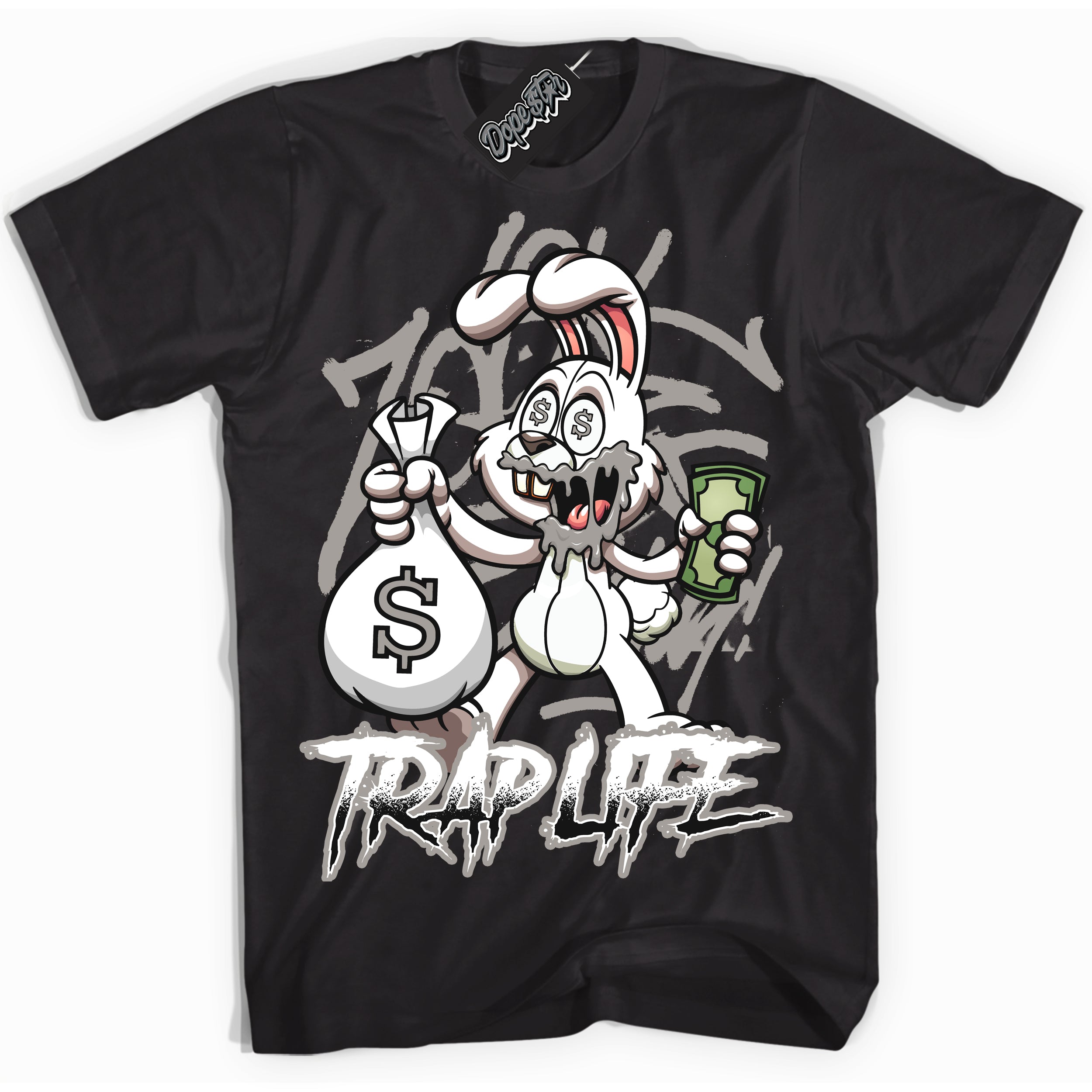 Cool Black Shirt with “Trap Rabbit” design that perfectly matches the Satin Shadow 1s Jordans.