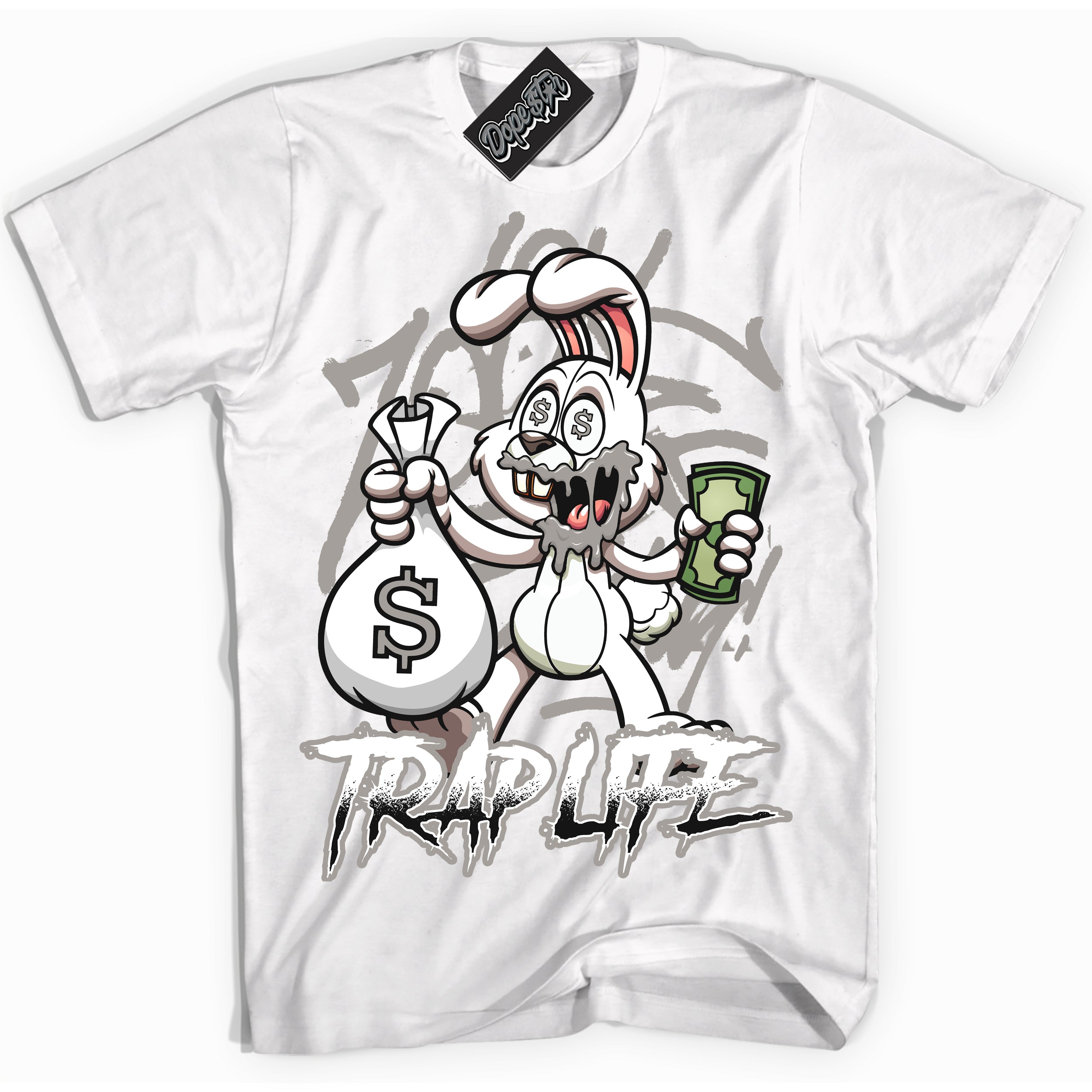 Cool White Shirt with “Trap Rabbit” design that perfectly matches the Satin Shadow 1s Jordans.