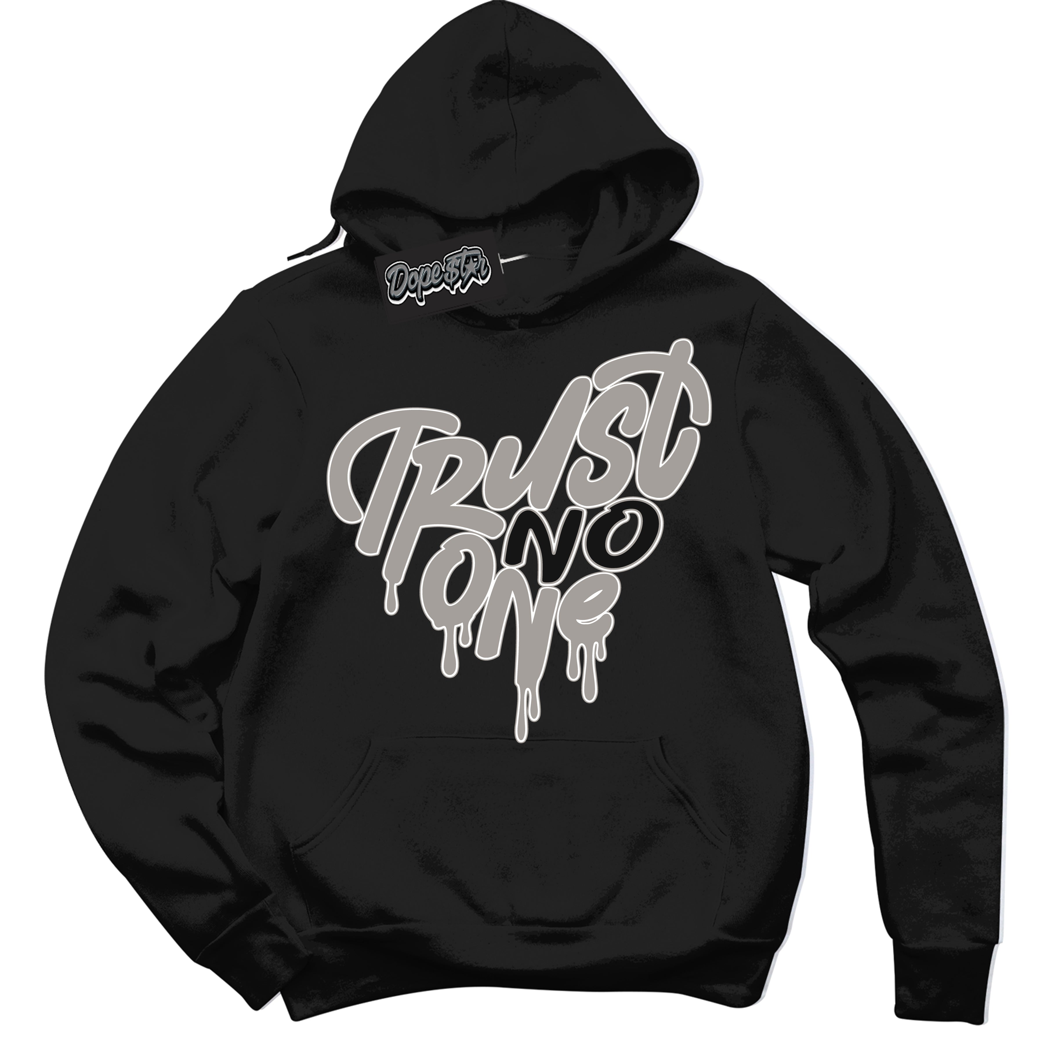 Cool Black Hoodie with “Trust No One Heart” design that Perfectly Matches Satin Shadow 1s Jordans.