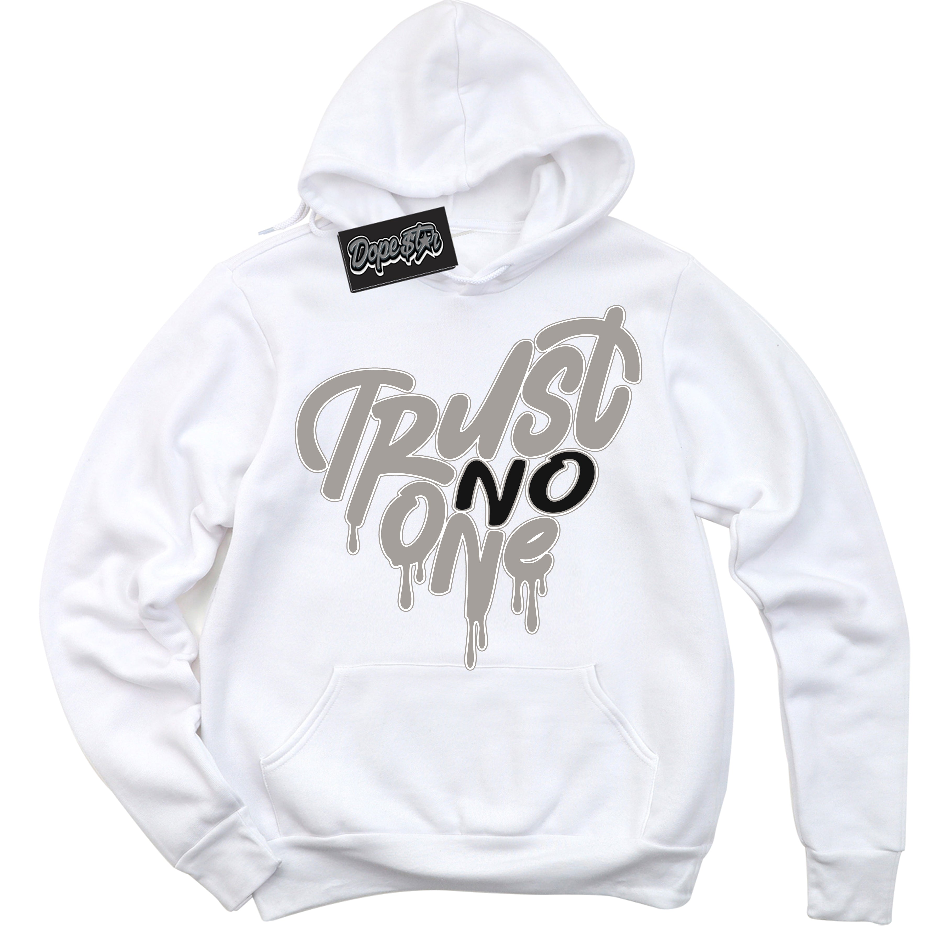 Cool White Hoodie with “Trust No One Heart” design that Perfectly Matches Satin Shadow 1s Jordans.