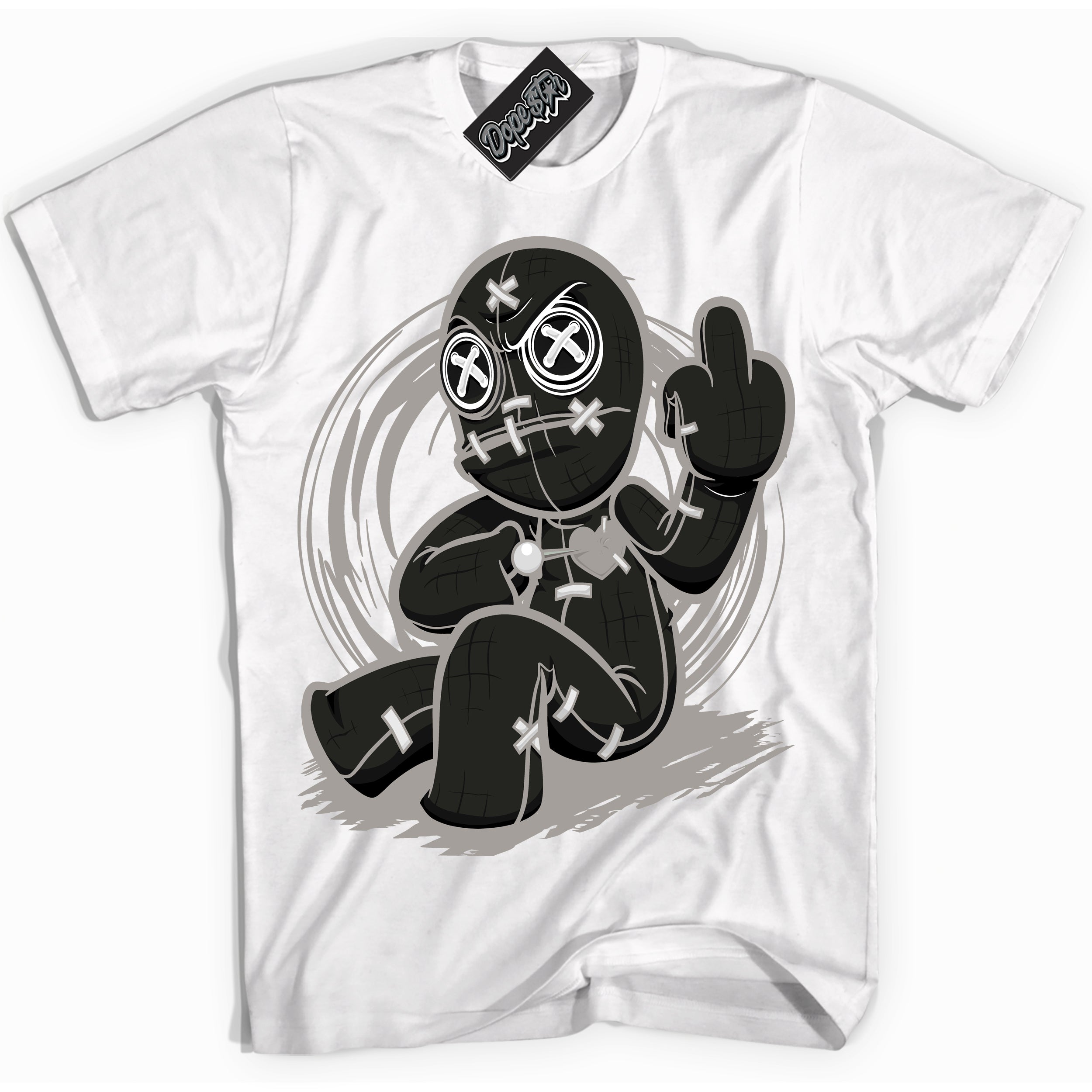 Cool White Shirt with “Voodoo Doll” design that perfectly matches the Satin Shadow 1s Jordans.