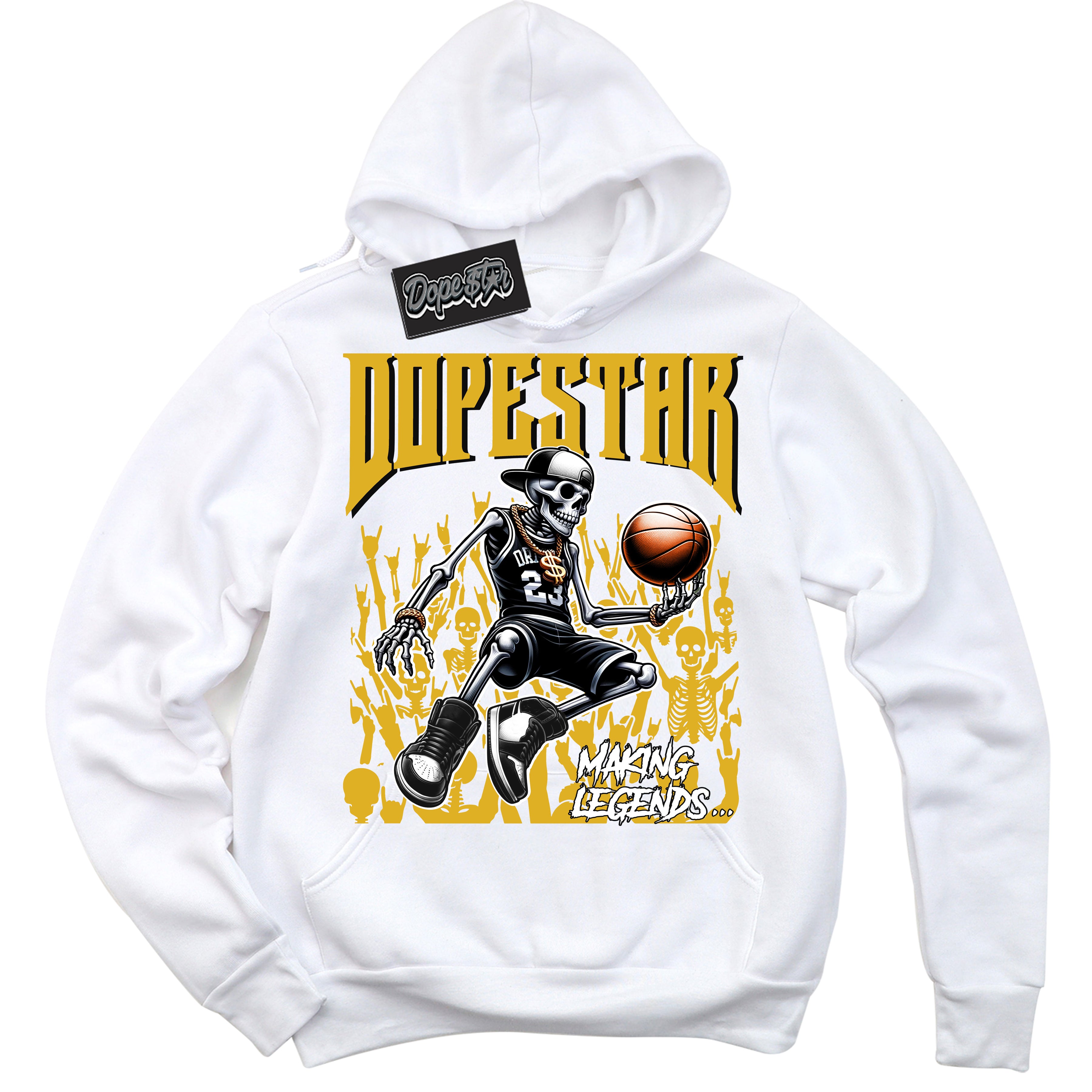 Cool White Hoodie with “ Making Legends ”  design that Perfectly Matches Taxi 1s Sneakers.