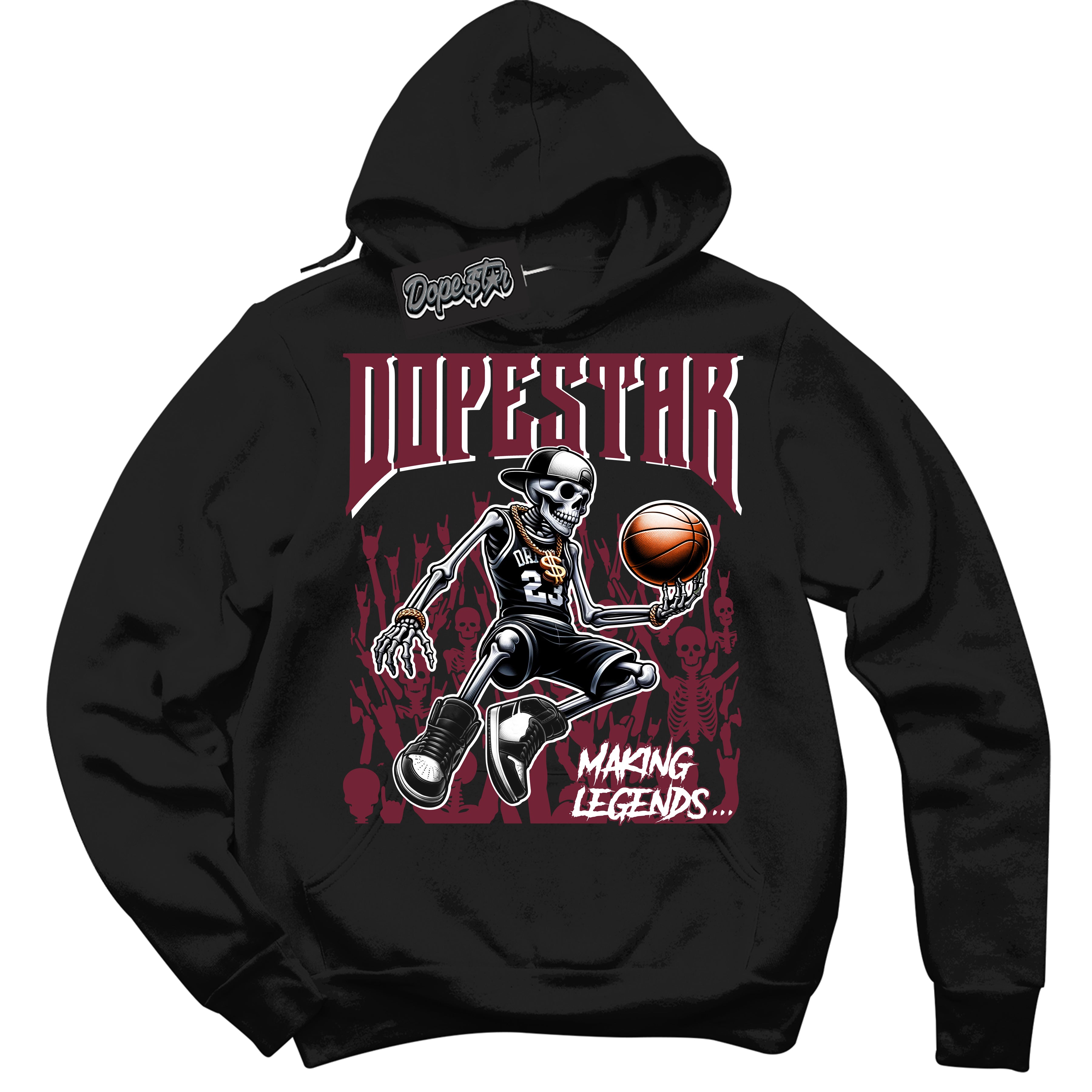 Cool Black Hoodie with “ Making Legends ”  design that Perfectly Matches Team Red 1s Sneakers.