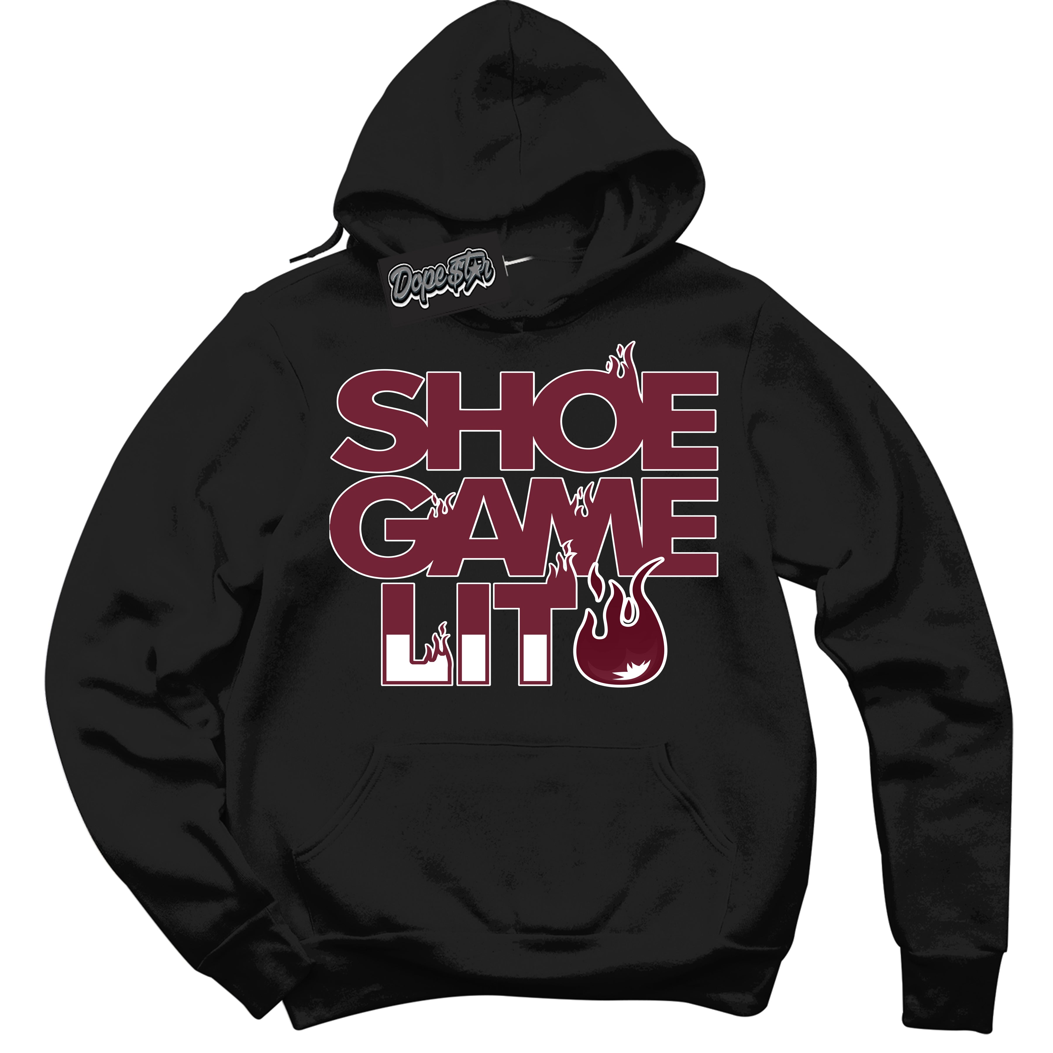 Cool Black Hoodie with “ Shoe Game Lit '' design that Perfectly Matches  Team Red 1s Sneakers.