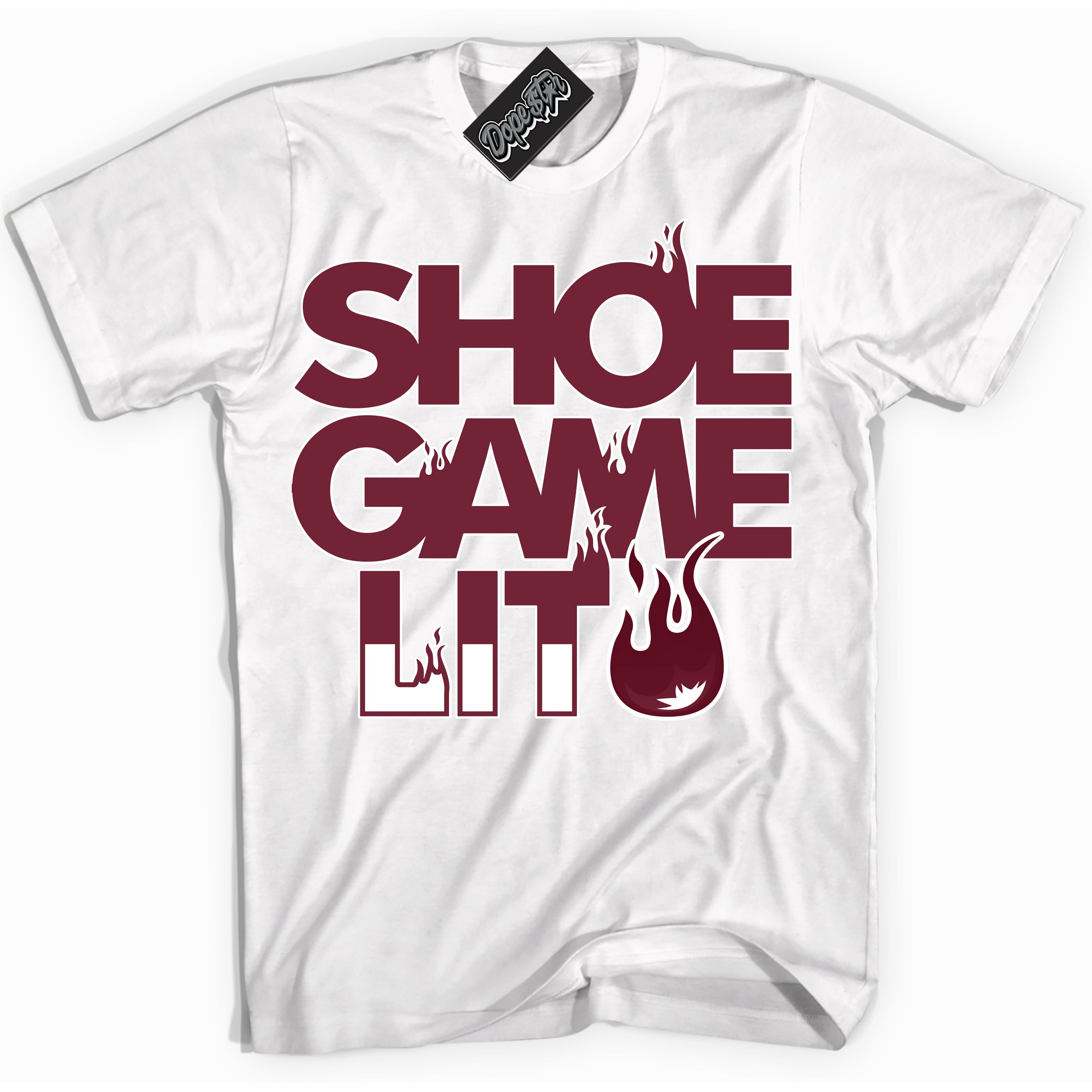 Cool White Shirt with “ Shoe Game Lit ” design that perfectly matches Team Red 1s Sneakers.