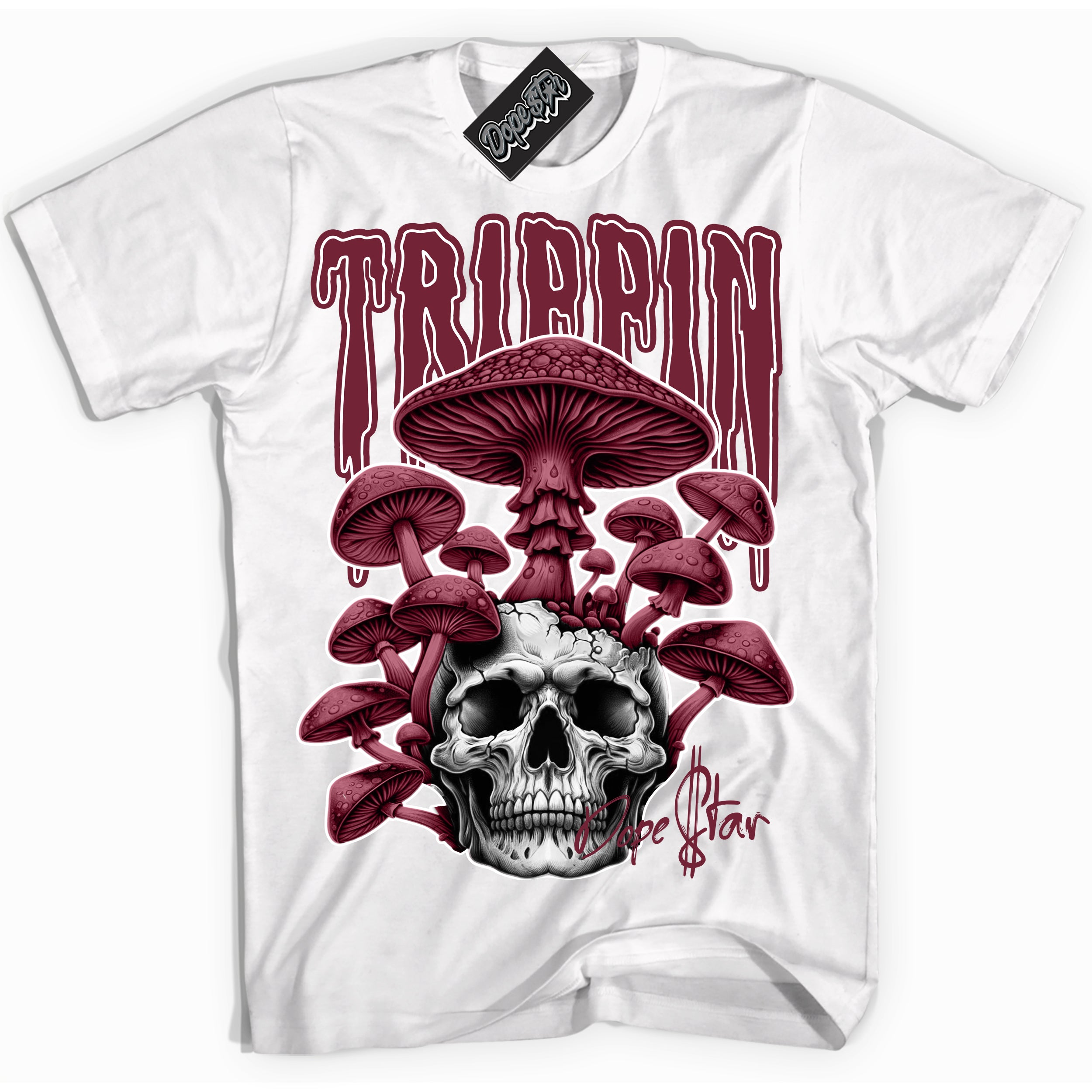 Cool White Shirt with “Trippin” design that perfectly matches the Team Red 1s Sneakers.