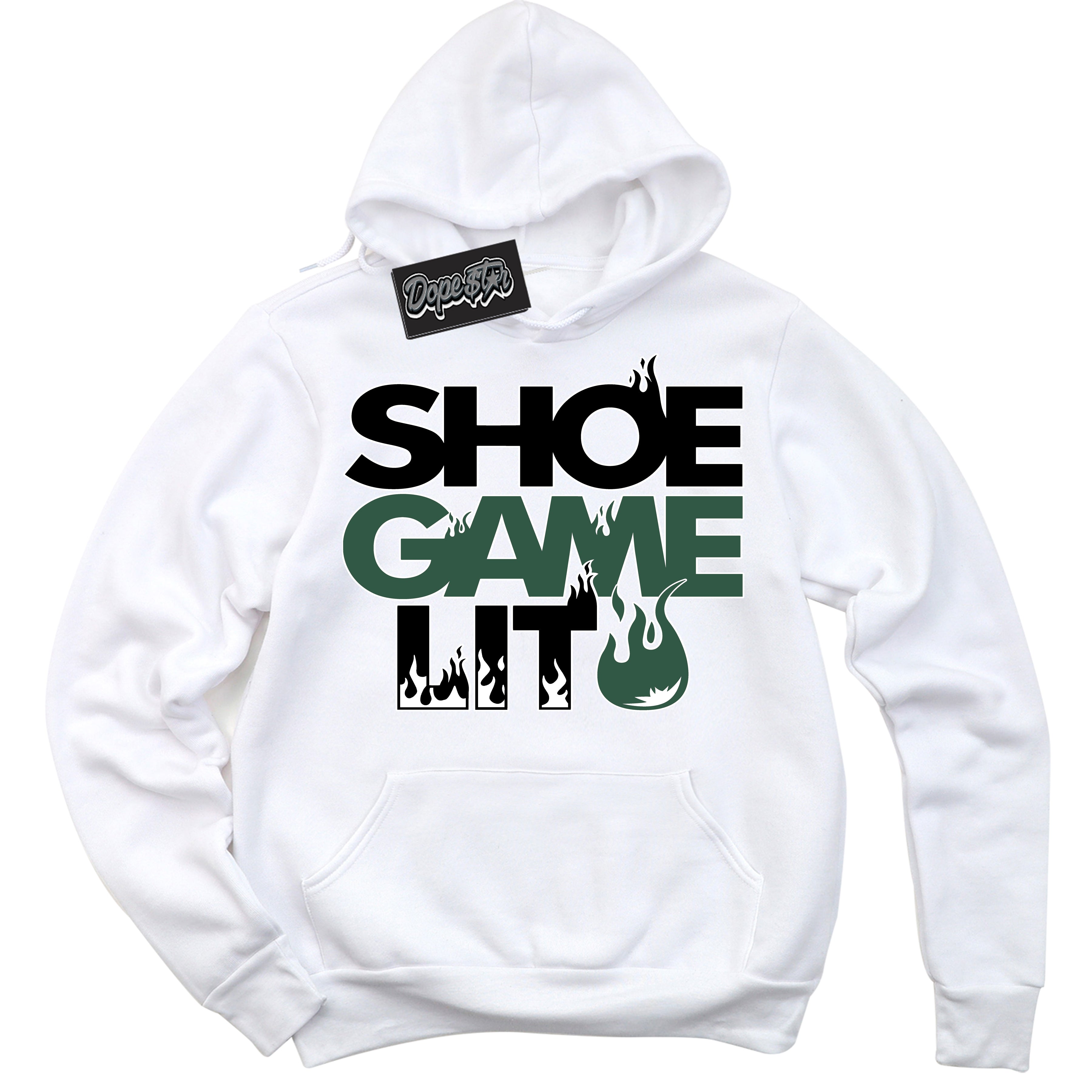 Cool White Hoodie with “ Shoe Game Lit '' design that Perfectly Matches  Golf Noble Green 1s Sneakers.