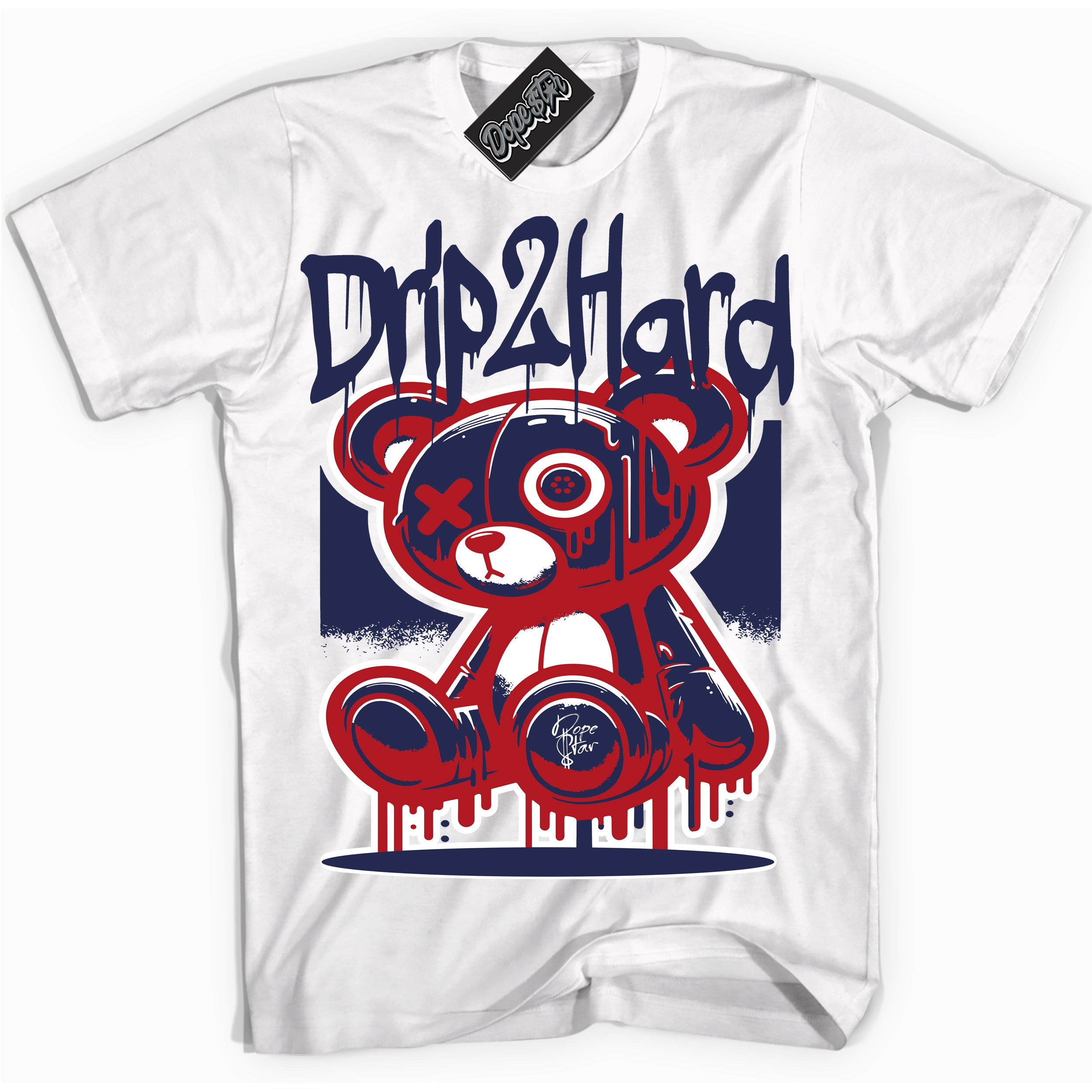 Cool White graphic tee with “ Drip 2 Hard ” design, that perfectly matches Golf USA 1s