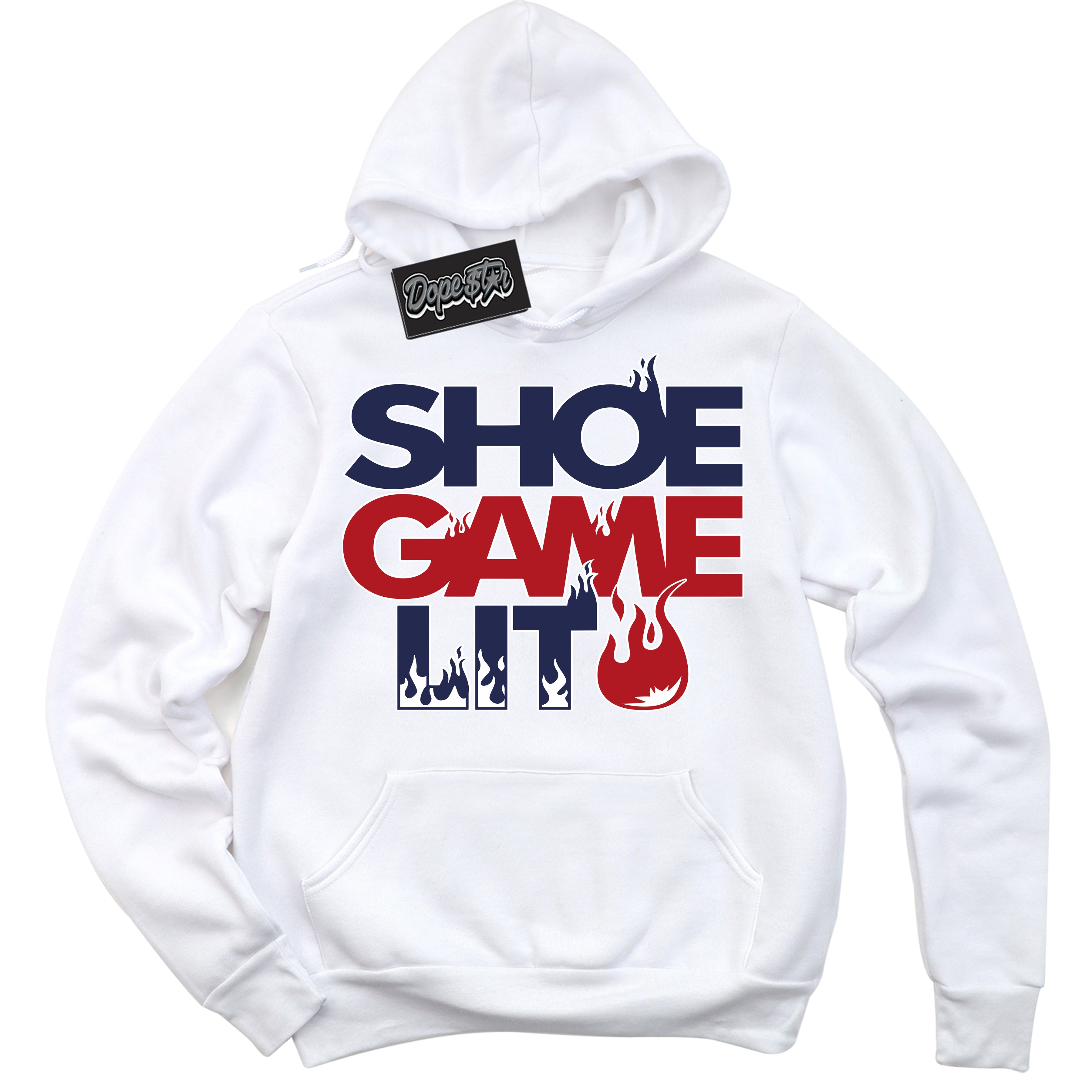 Cool White Hoodie with “ Shoe Game Lit '' design that Perfectly Matches  Golf USA 1s Sneakers.