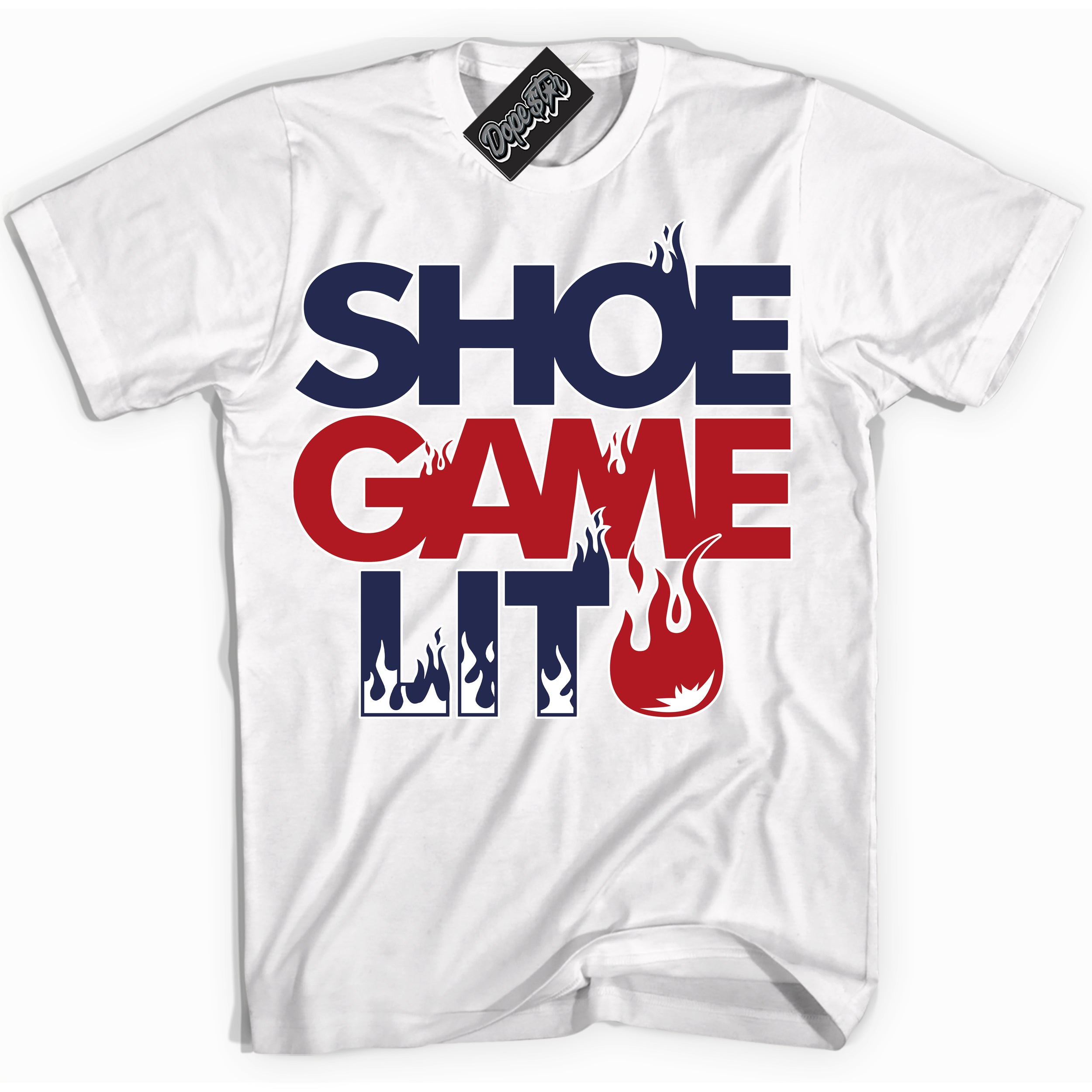 Cool White Shirt with “ Shoe Game Lit ” design that perfectly matches Golf USA 1s Sneakers.