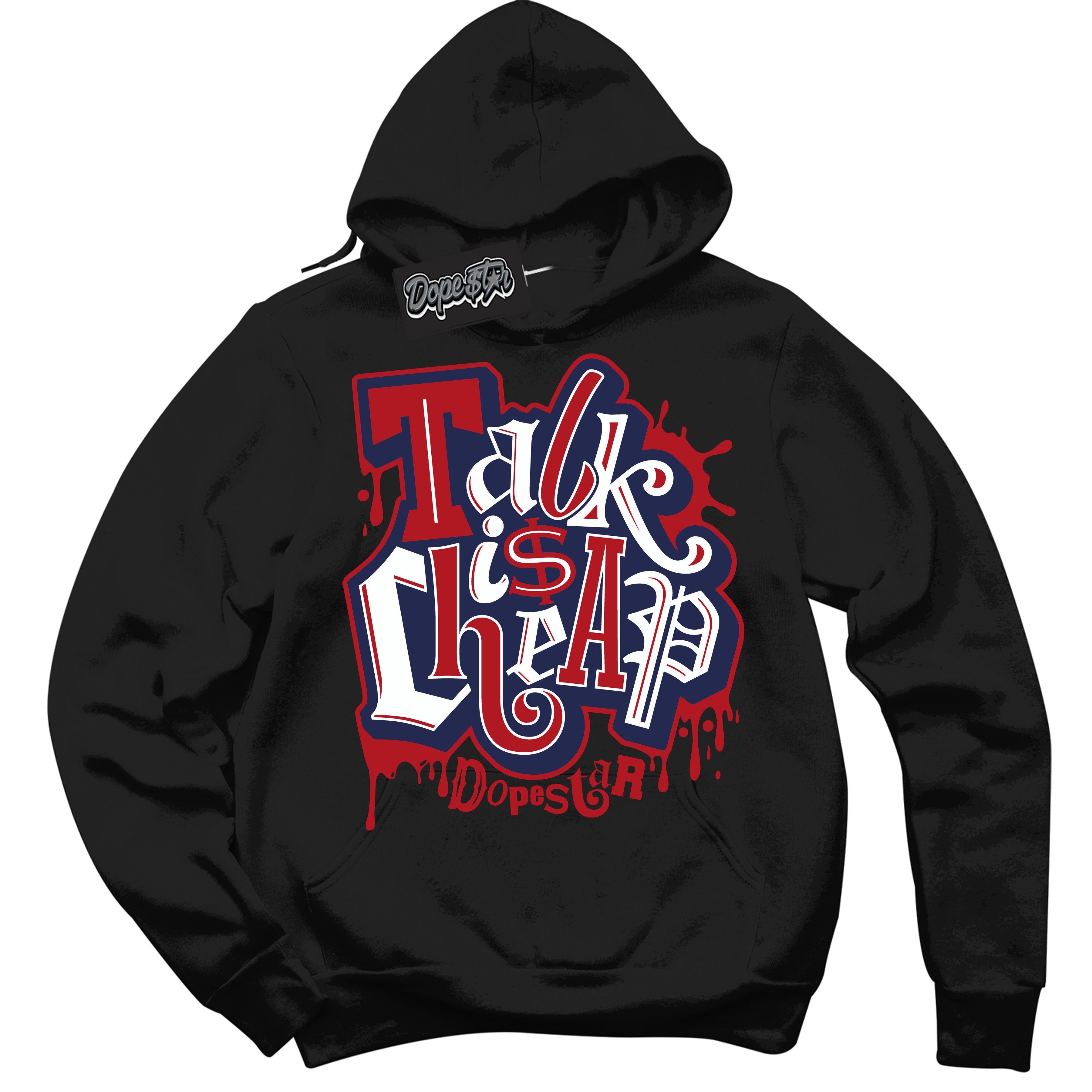 Cool Black Hoodie with “ Talk Is Cheap ”  design that Perfectly Matches Golf USA 1s Sneakers.