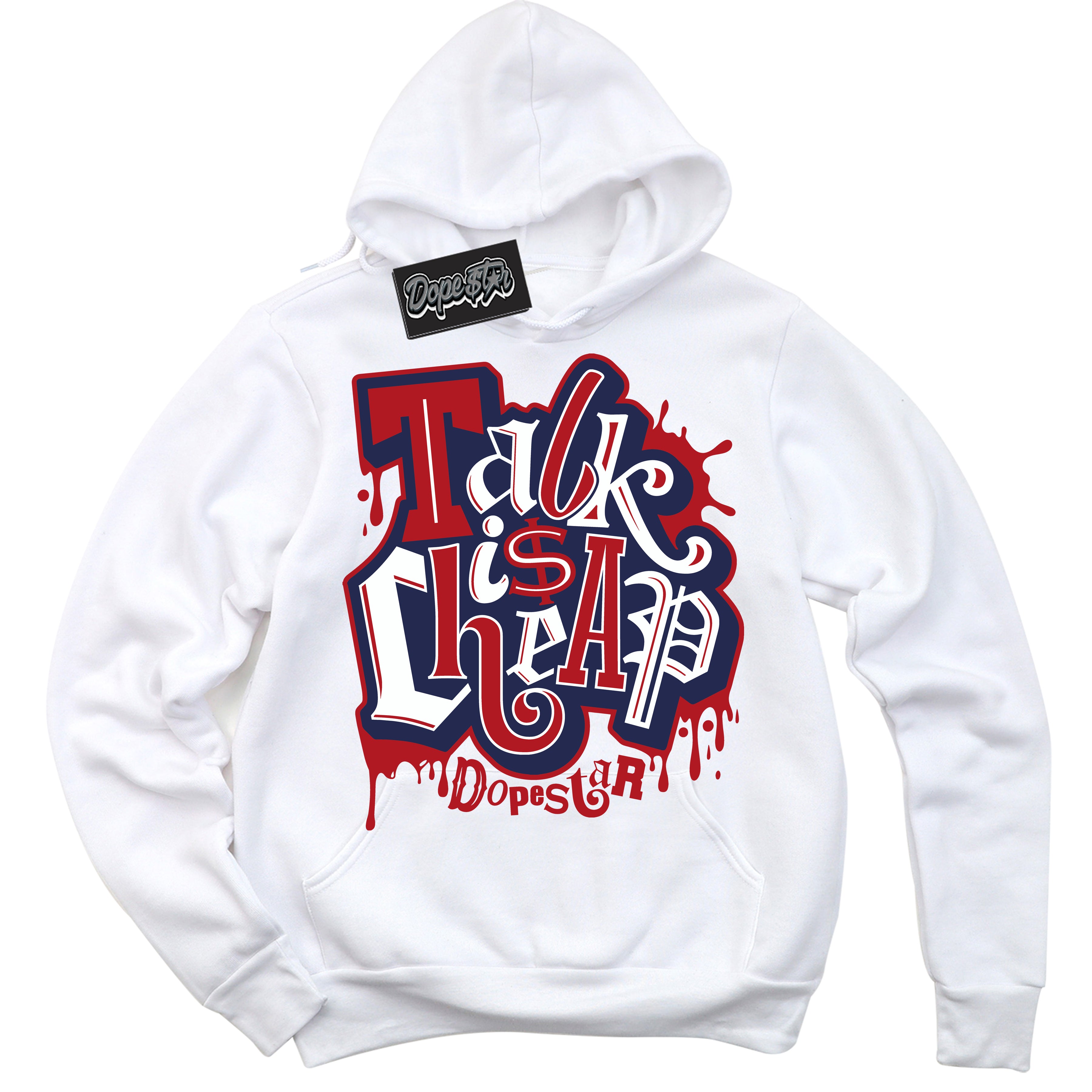 Cool White Hoodie with “ Talk Is Cheap ”  design that Perfectly Matches Golf USA 1s Sneakers.