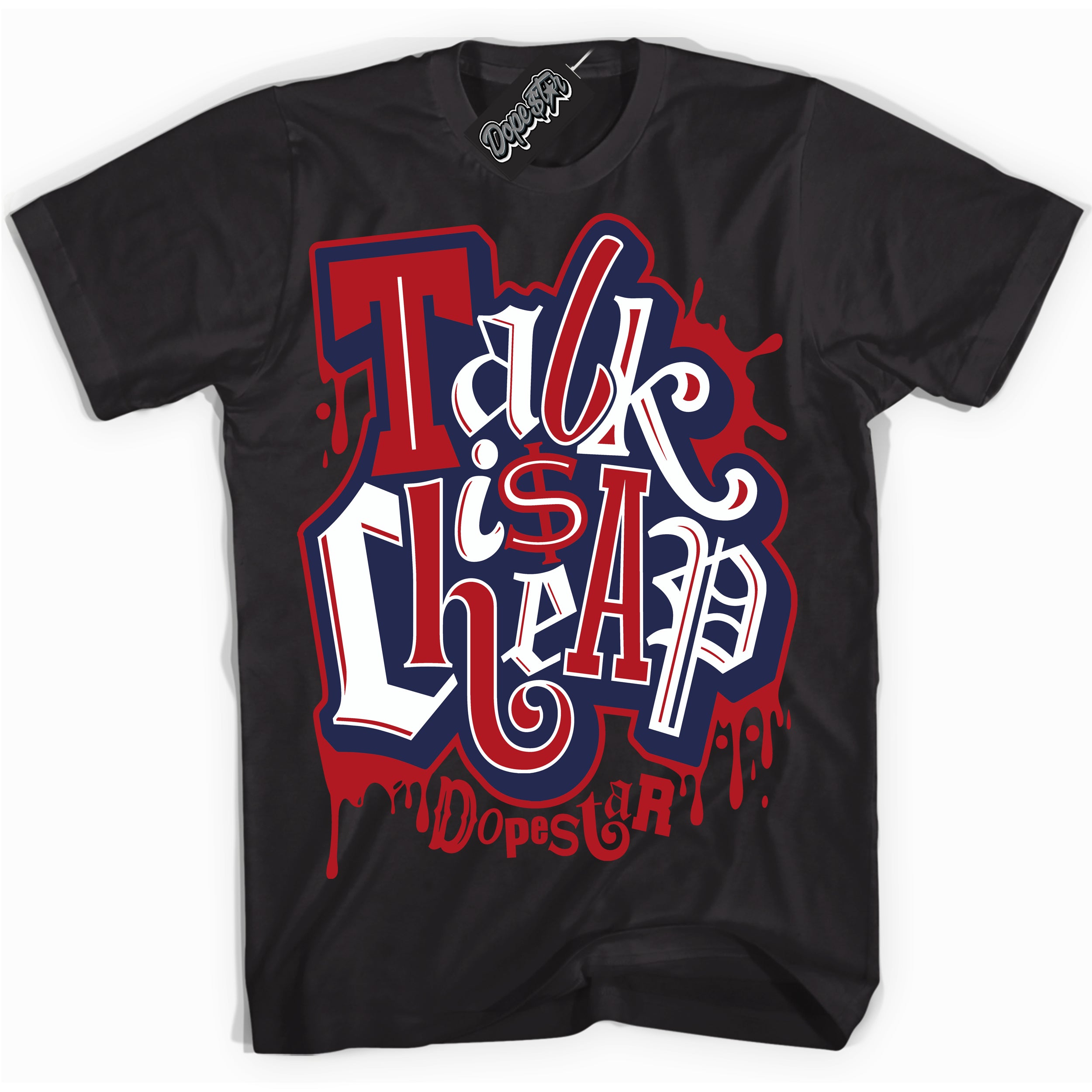 Cool Black Shirt with “ Talk Is Cheap” design that perfectly matches Golf USA 1s Sneakers.