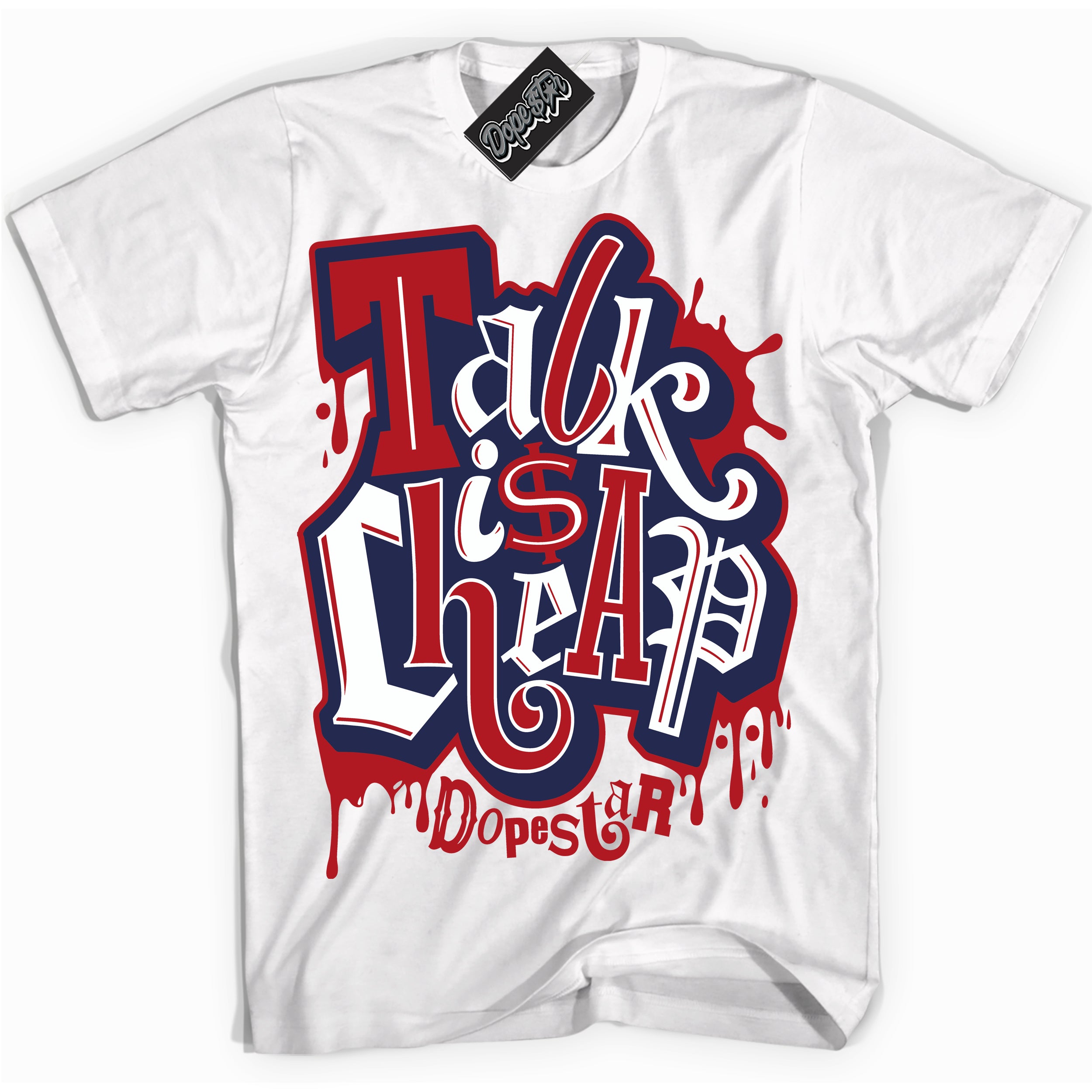 Cool White Shirt with “ Talk Is Cheap” design that perfectly matches Golf USA 1s Sneakers.