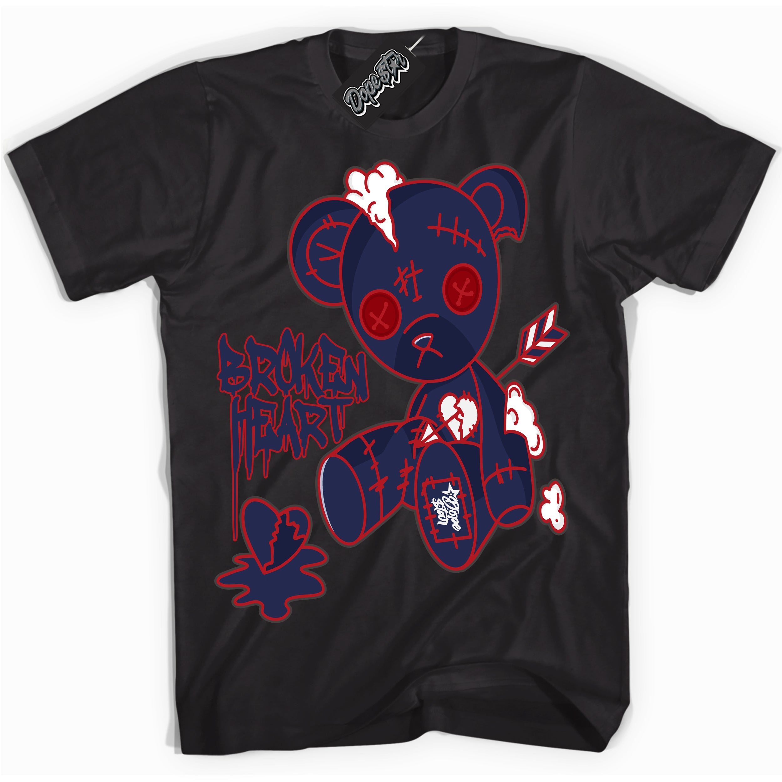 Cool Black Shirt with “Broken Heart Bear” design that perfectly matches the Howard University 1s Jordans.