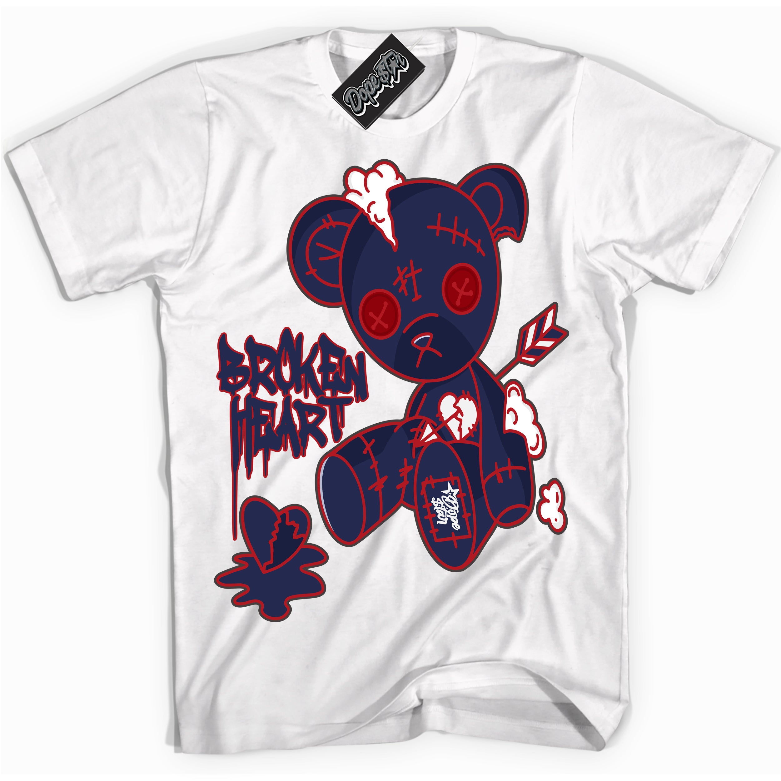 Cool White Shirt with “Broken Heart Bear” design that perfectly matches the Howard University 1s Jordans.