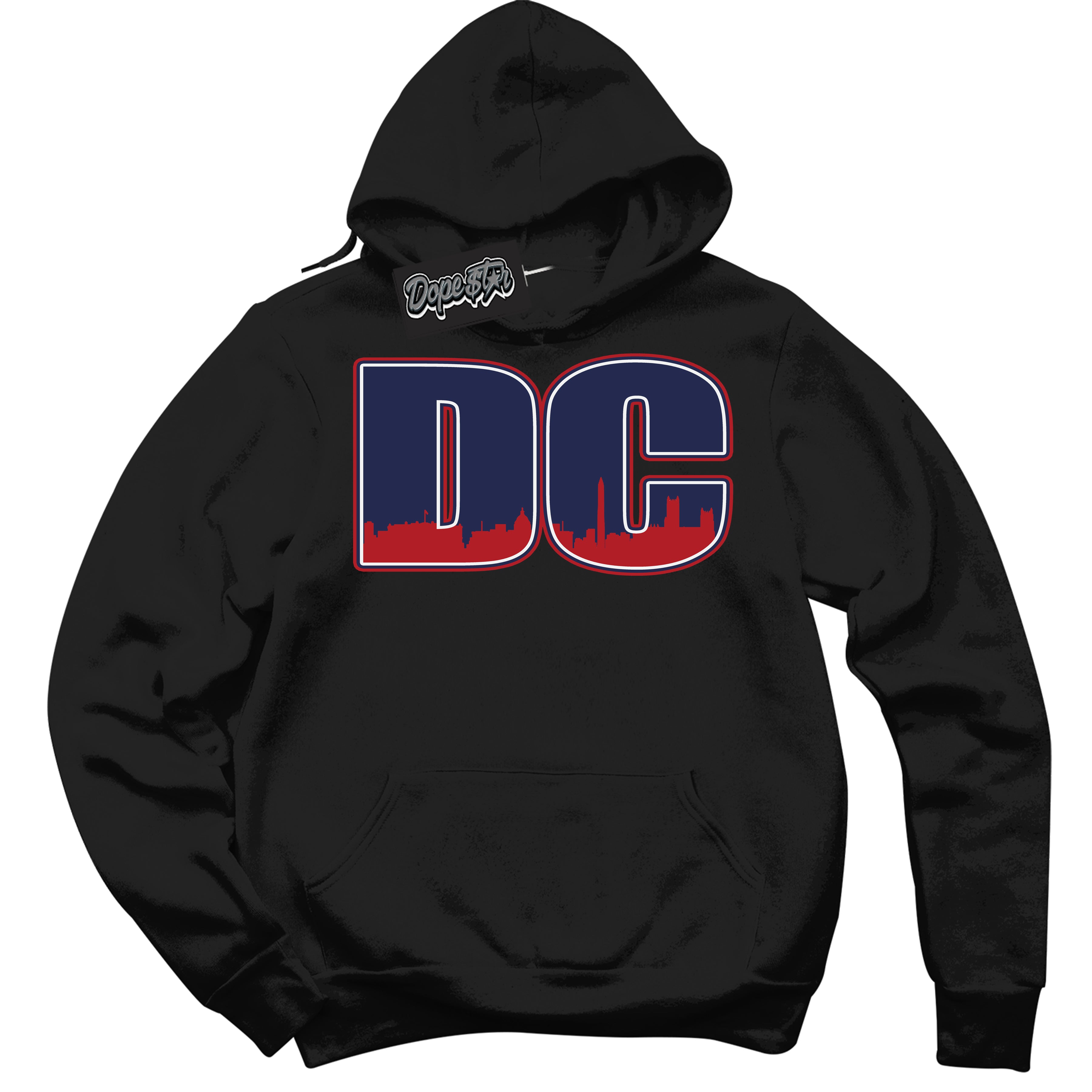 Cool Black Hoodie with “DC” design that Perfectly Matches Howard University 1s Jordans.