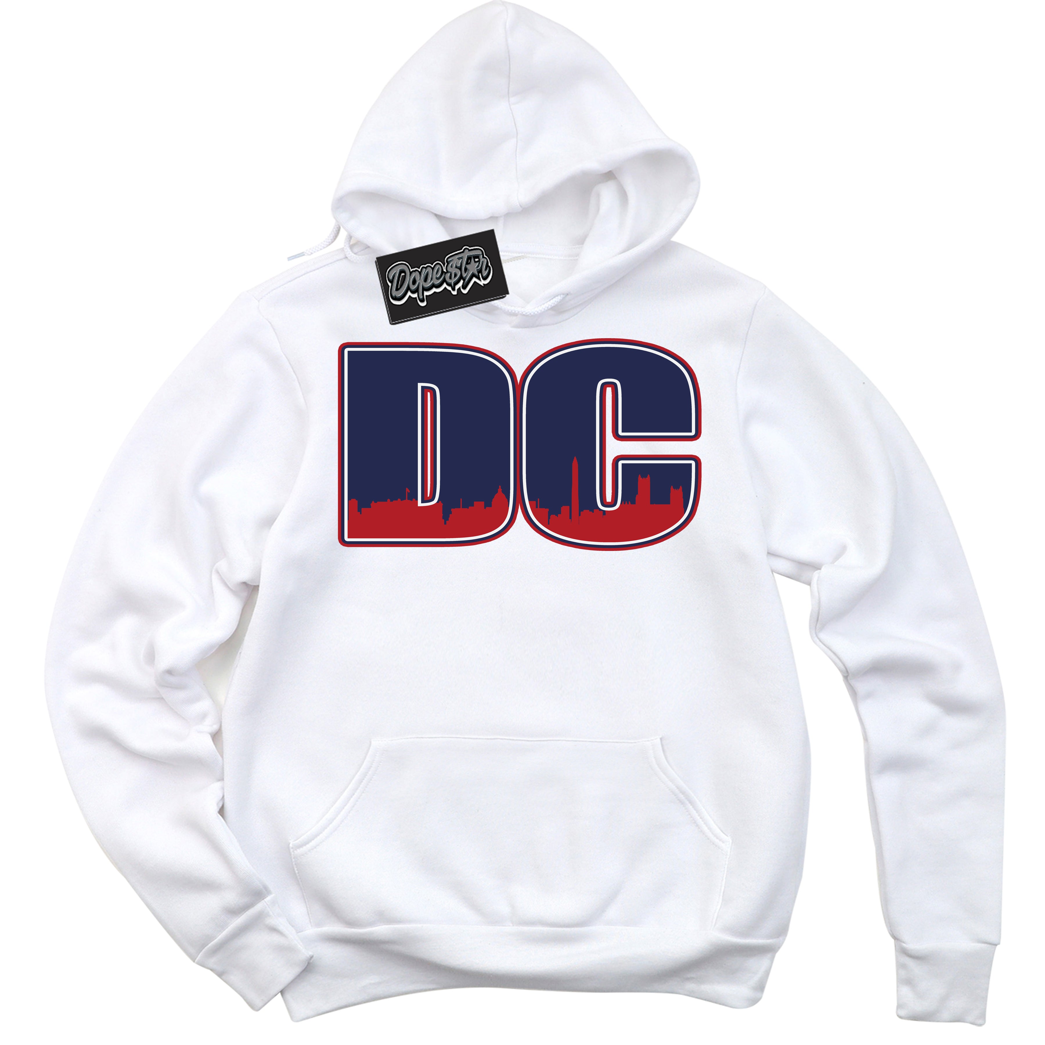 Cool White Hoodie with “DC” design that Perfectly Matches Howard University 1s Jordans.