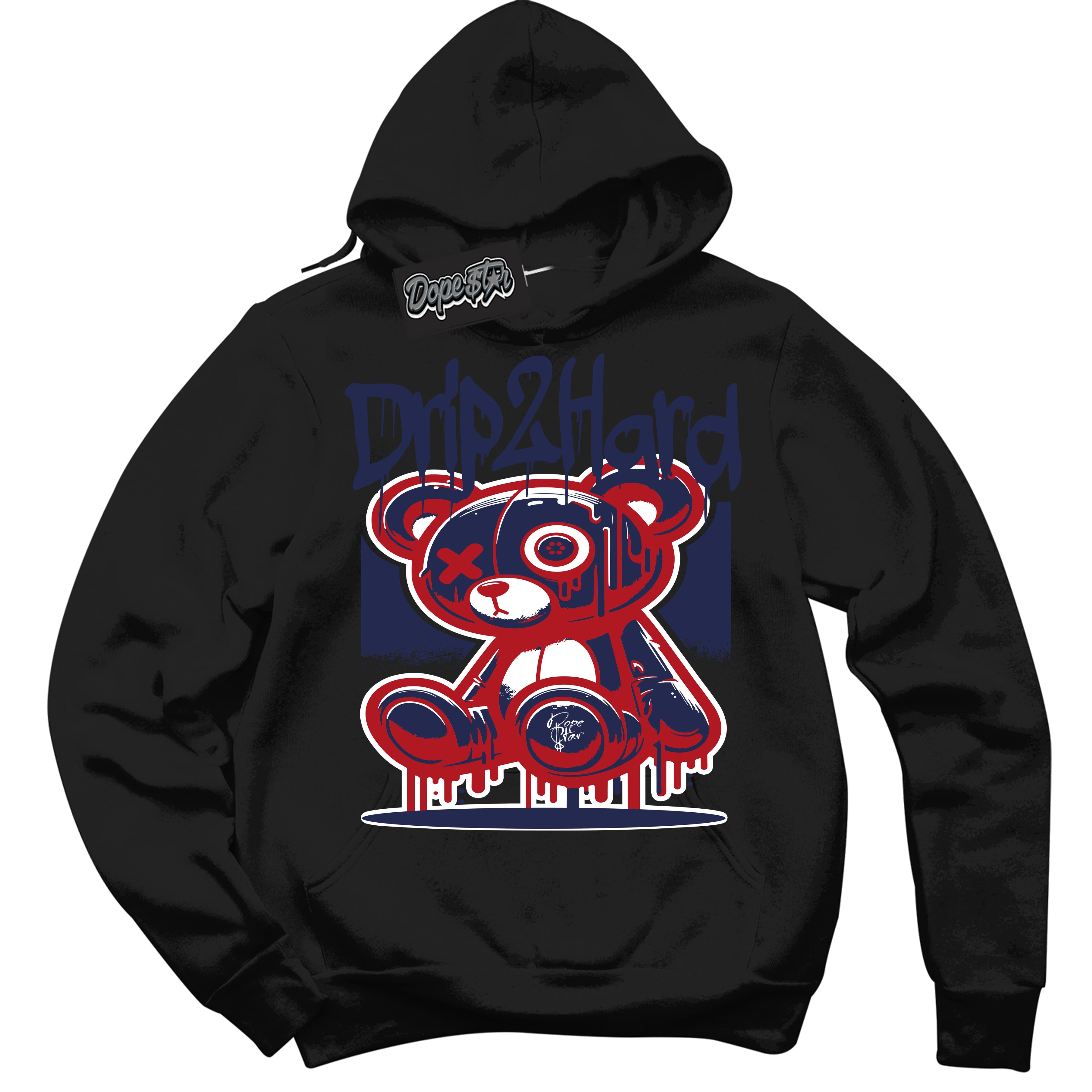 Cool Black Hoodie with “Drip 2 Hard” design that Perfectly Matches Howard University 1s Jordans.